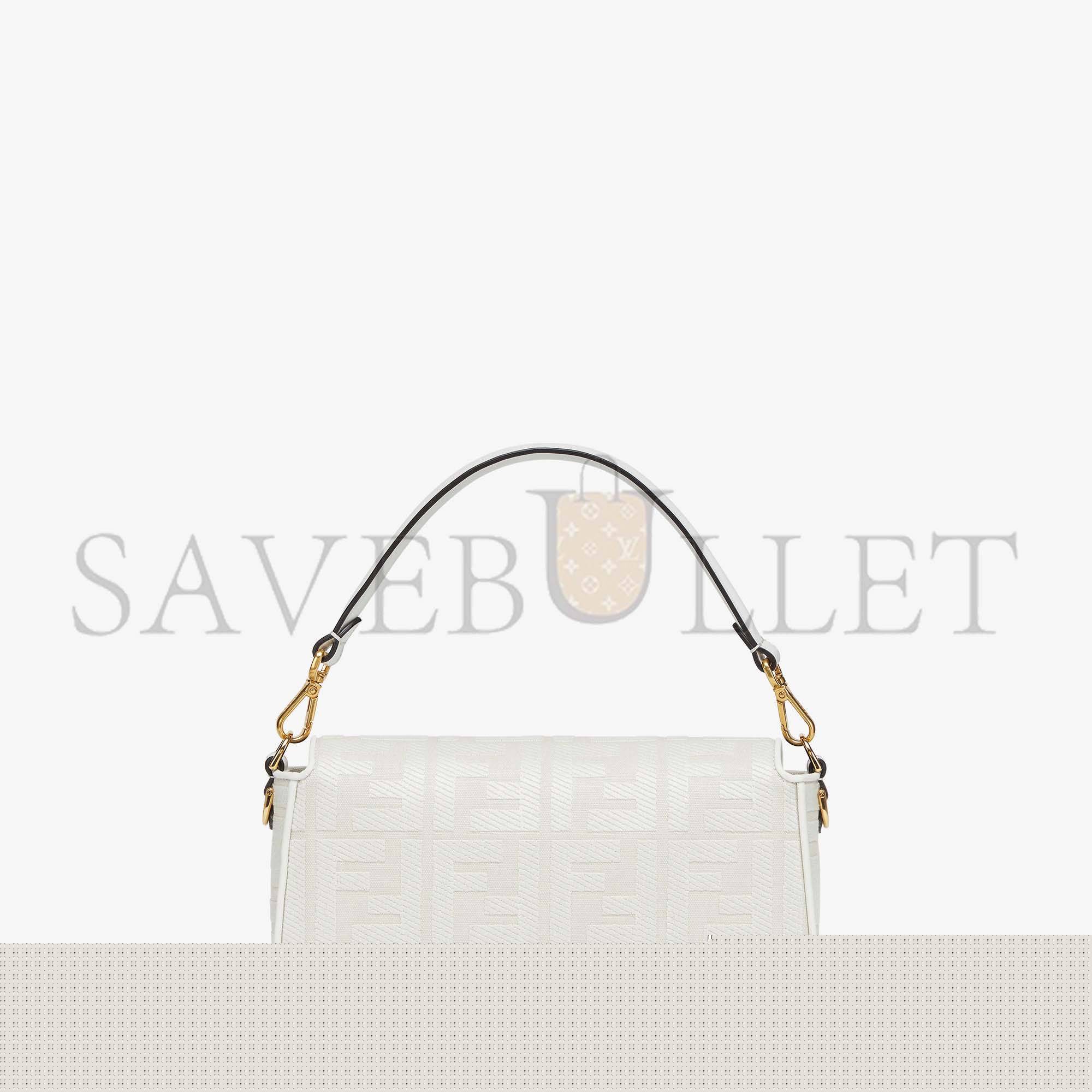 F**di baguette - white ff canvas bag 8br600amcdf1cfk (27*15*6cm)