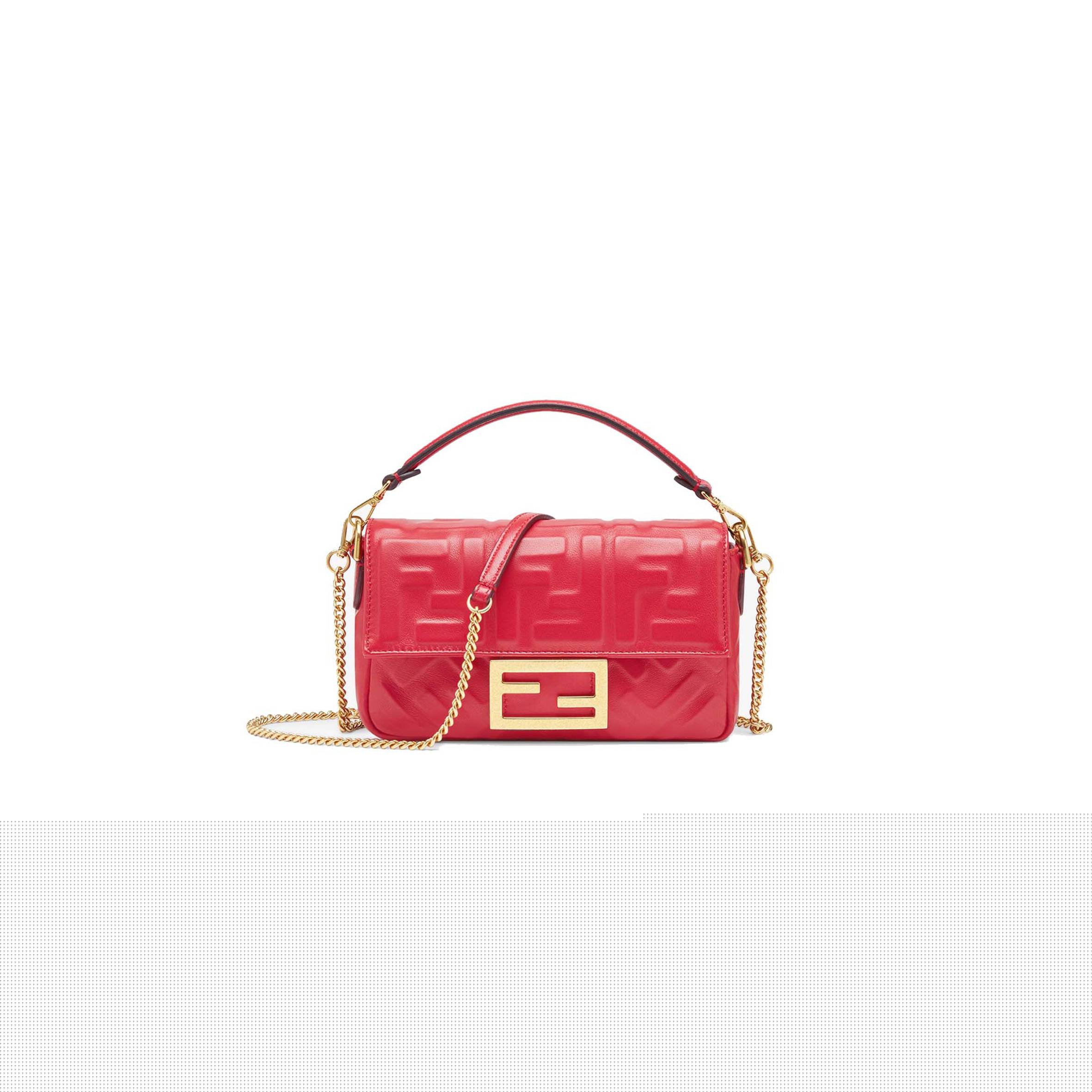 F**di baguette mini - red ff nappa leather bag 8bs017a72vf1844 (19*11.5*4cm)