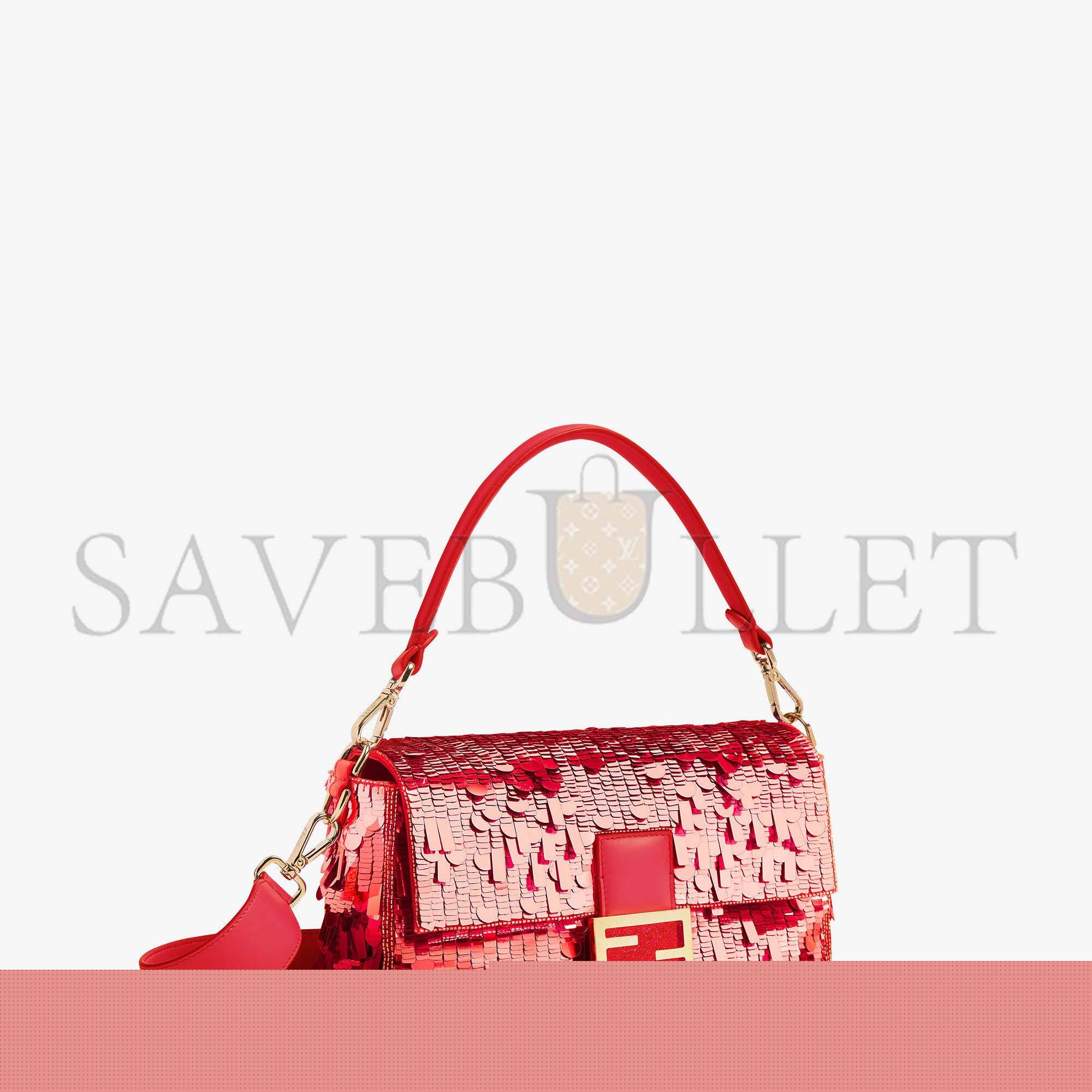F**di baguette - red sequin and leather bag 8br600amp0f0v3l (27*15*6cm)