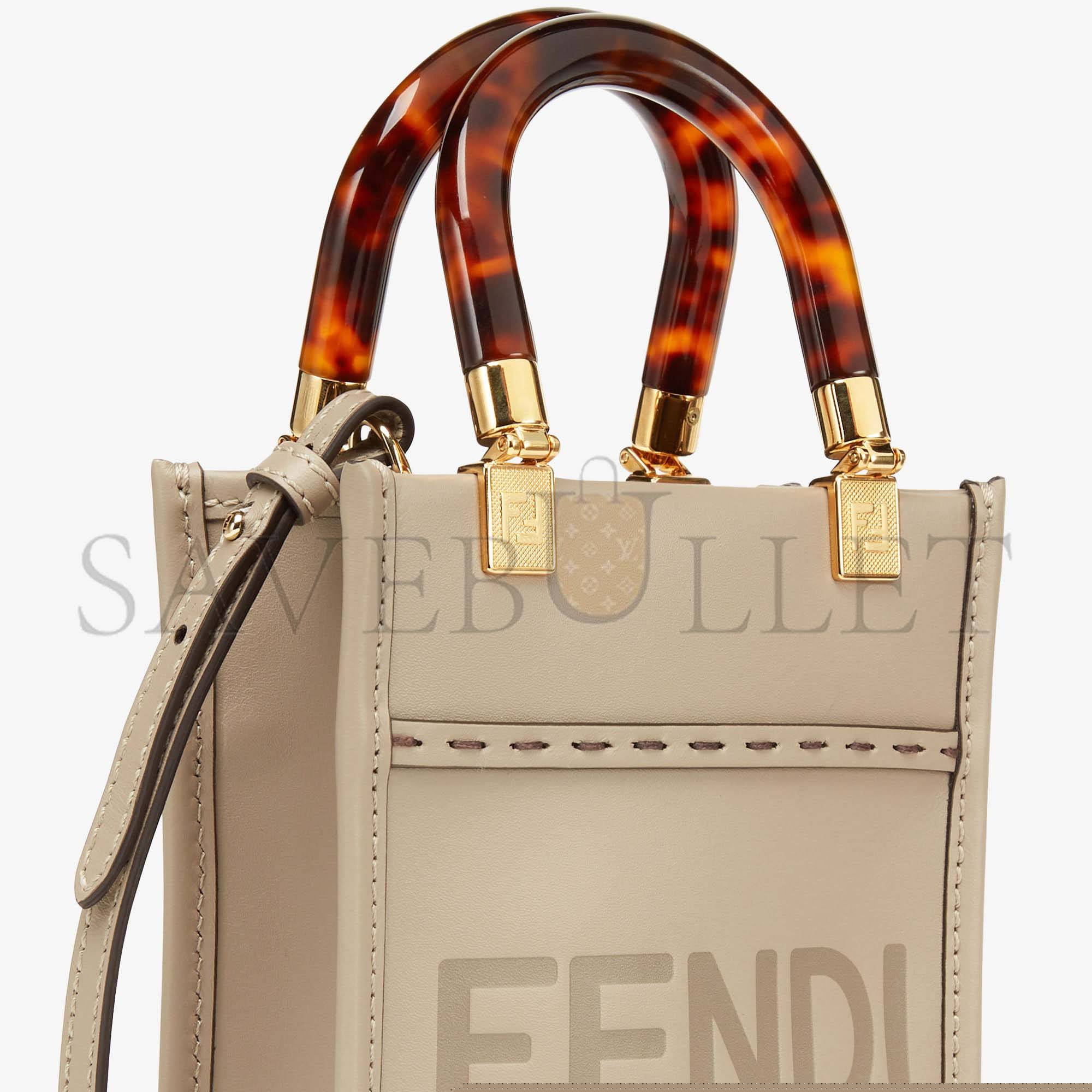 F**di mini sunshine shopper - dove-gray leather mini-bag 8bs051abvlf0e65 (18*13*6.5cm)