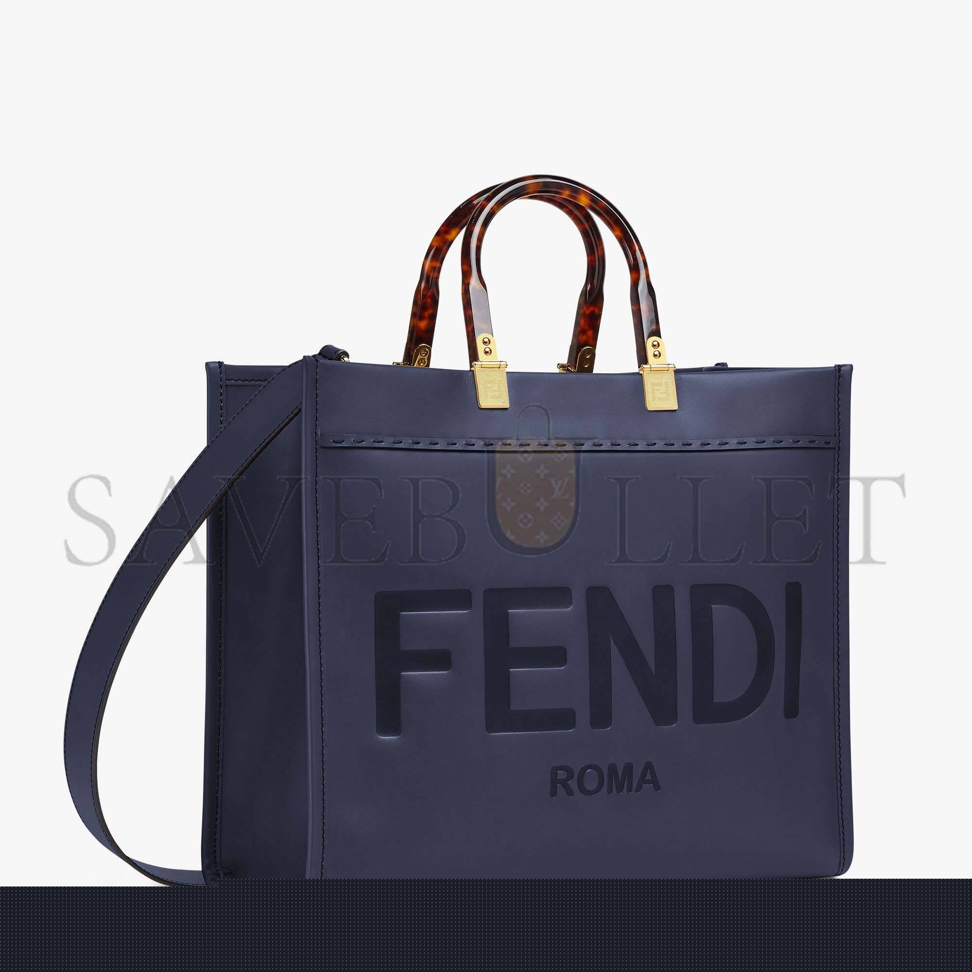 F**di sunshine medium - dark blue leather shopper 8bh386abvlf1998 (35*31*17cm)