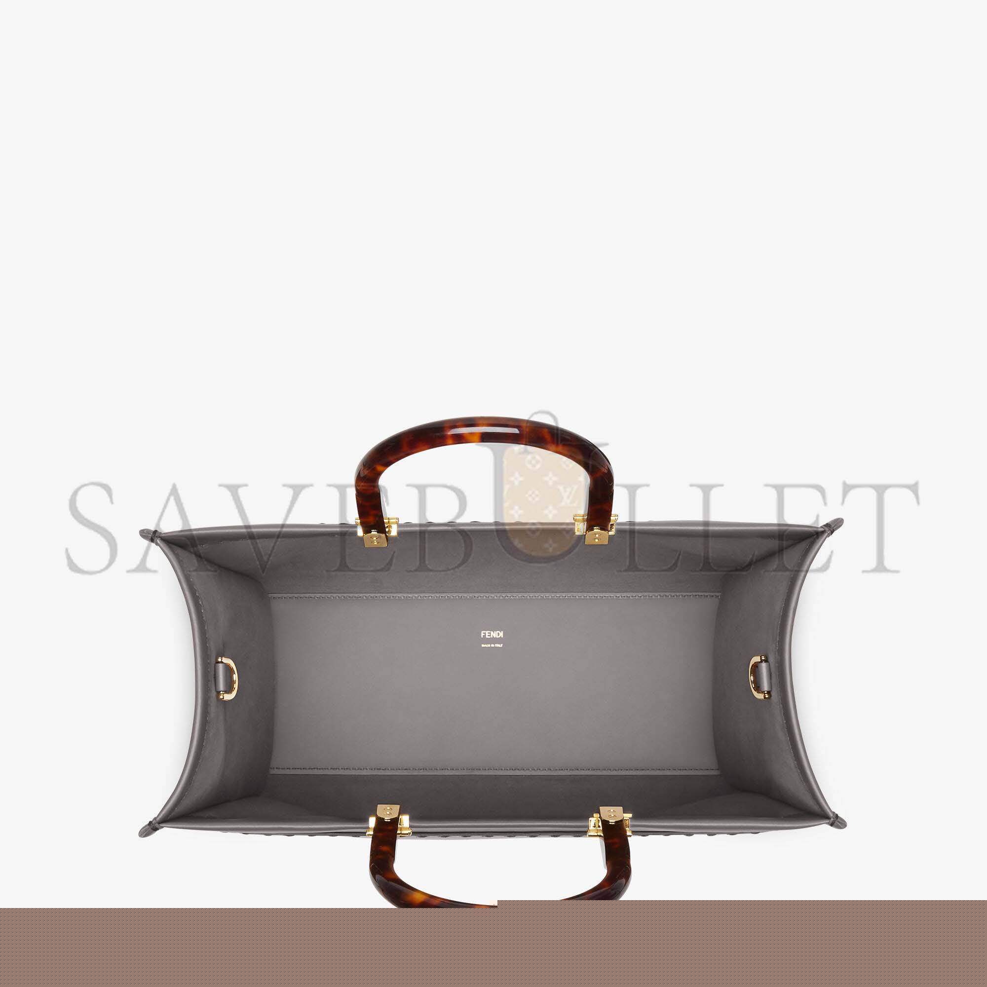 F**di sunshine medium - gray leather shopperi 8bh386abvlf1bzc (35*31*17cm)