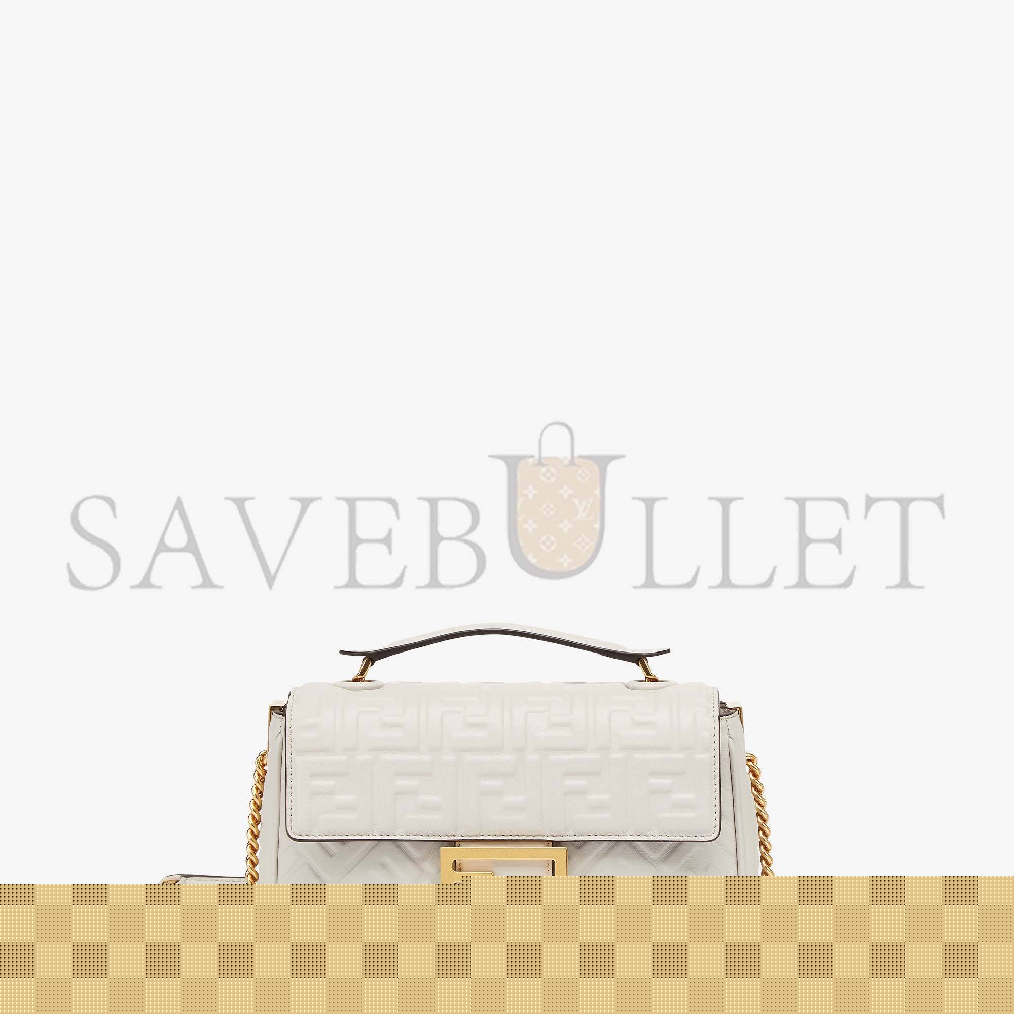 F**di baguette chain midi - light gray leather bag 8br793ah9cf1bz0 (24*14.5*7cm)