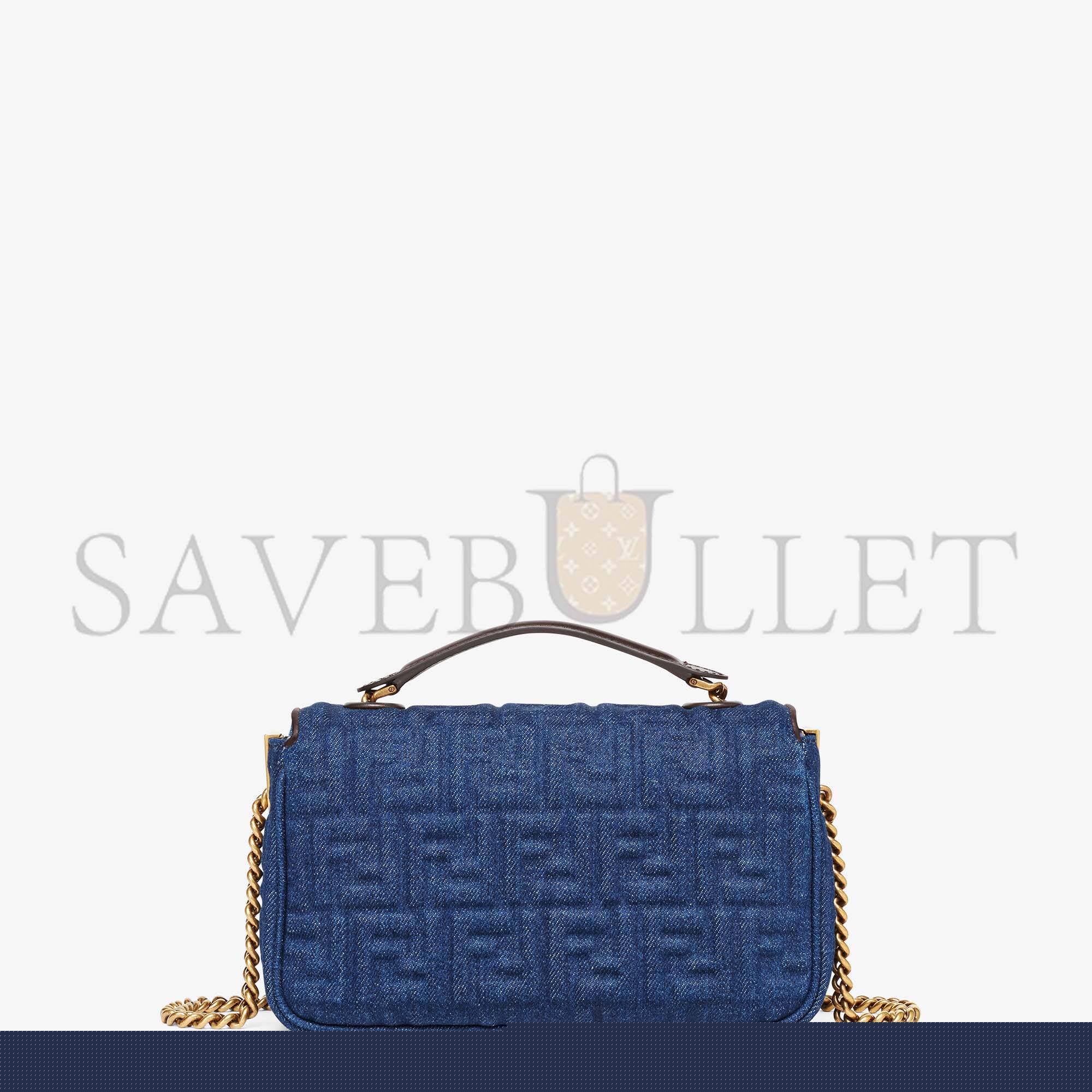 F**di baguette chain midi - dark blue denim bag 8br793alowf1hzw (24*14.5*7cm)