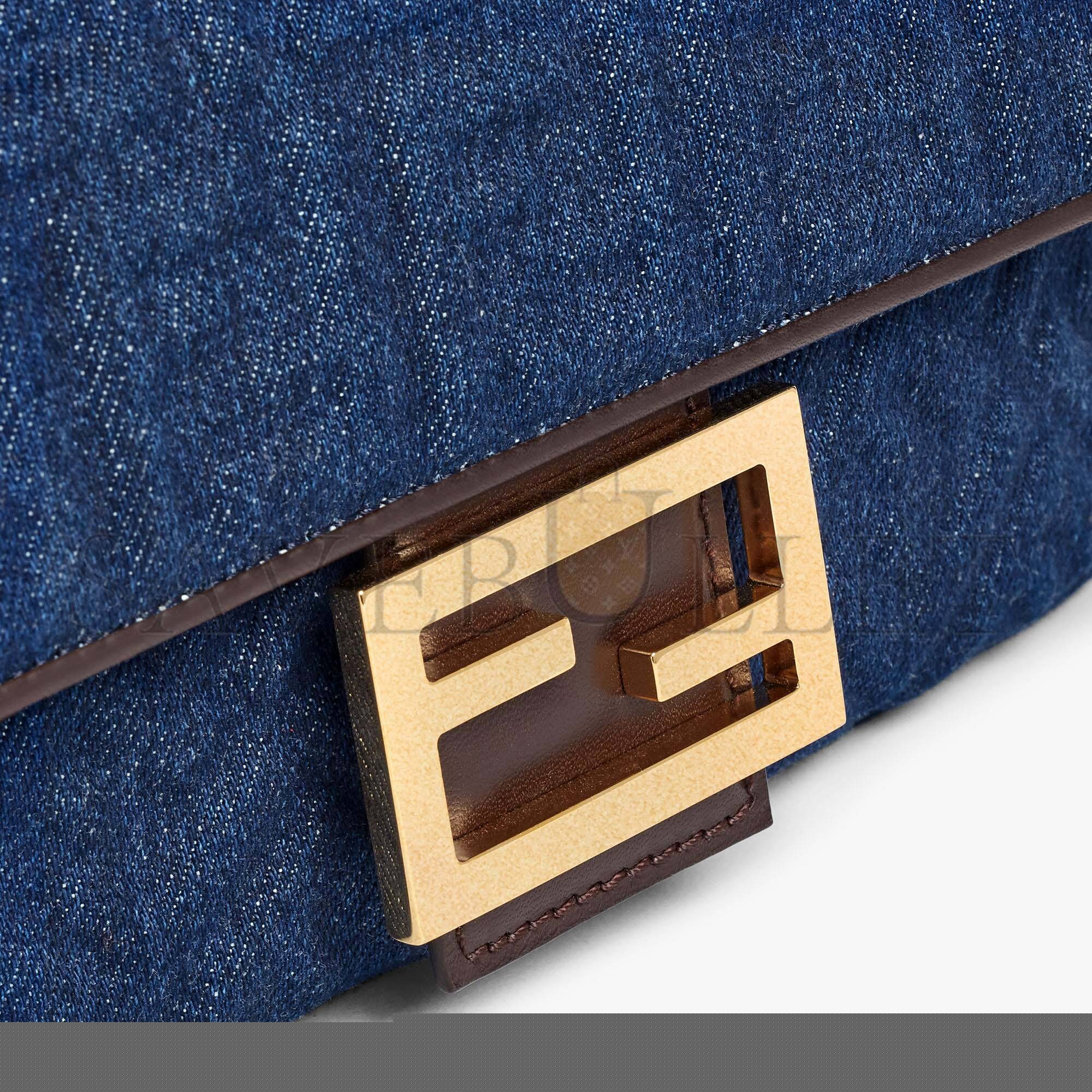 F**di baguette chain midi - dark blue denim bag 8br793alowf1hzw (24*14.5*7cm)