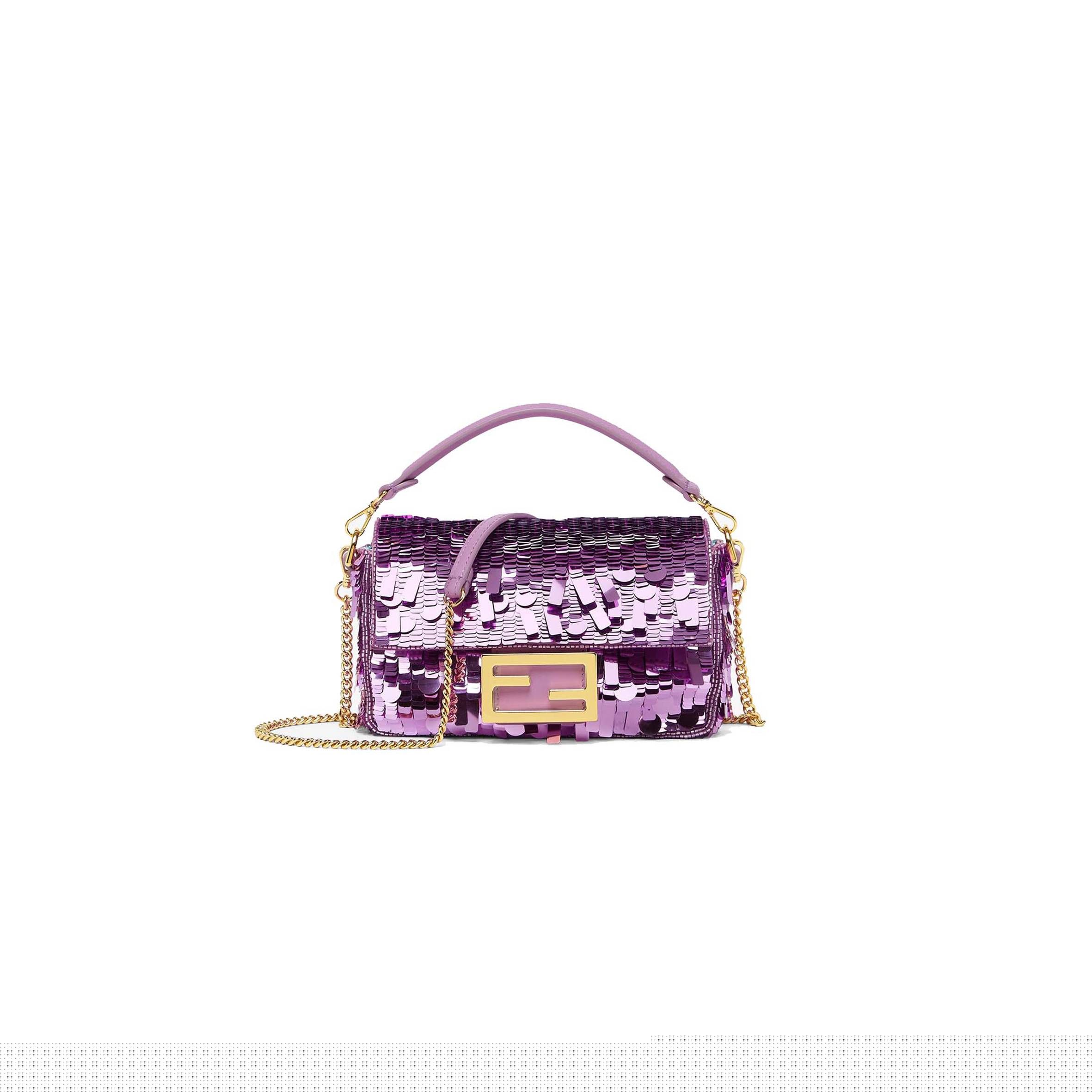 F**di baguette mini - purple sequin and leather bag 8bs017amp0f1jco (20*13*5cm)