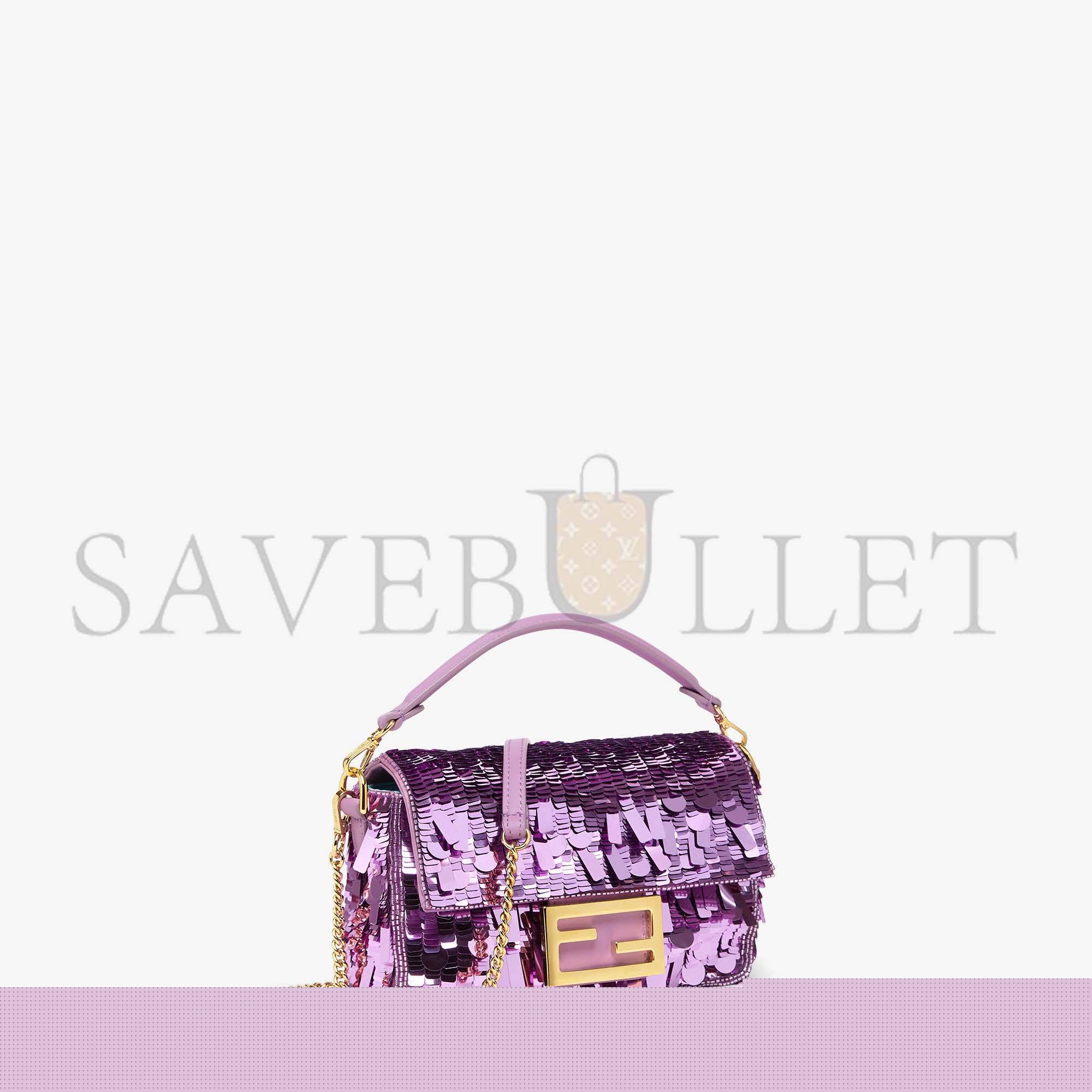 F**di baguette mini - purple sequin and leather bag 8bs017amp0f1jco (20*13*5cm)