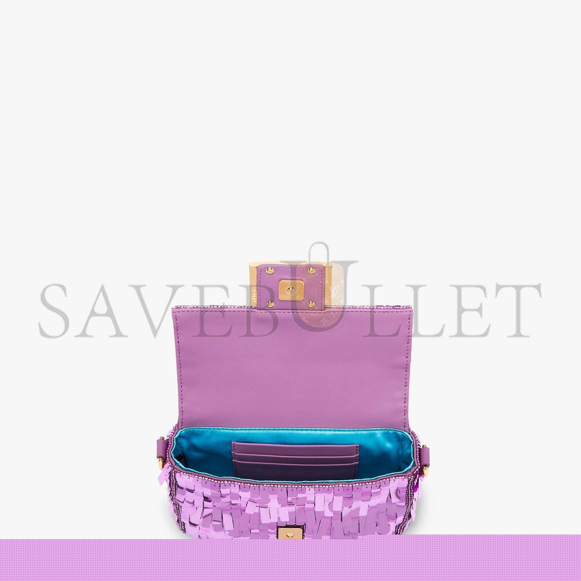 F**di baguette mini - purple sequin and leather bag 8bs017amp0f1jco (20*13*5cm)