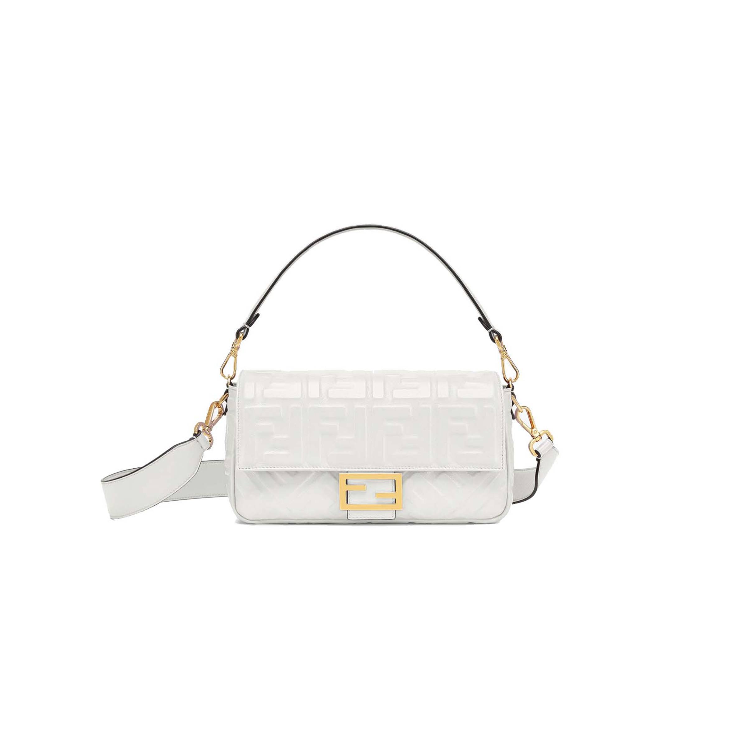 F**di baguette - white leather bag 8br600a72vf15ao (27*15*6cm)