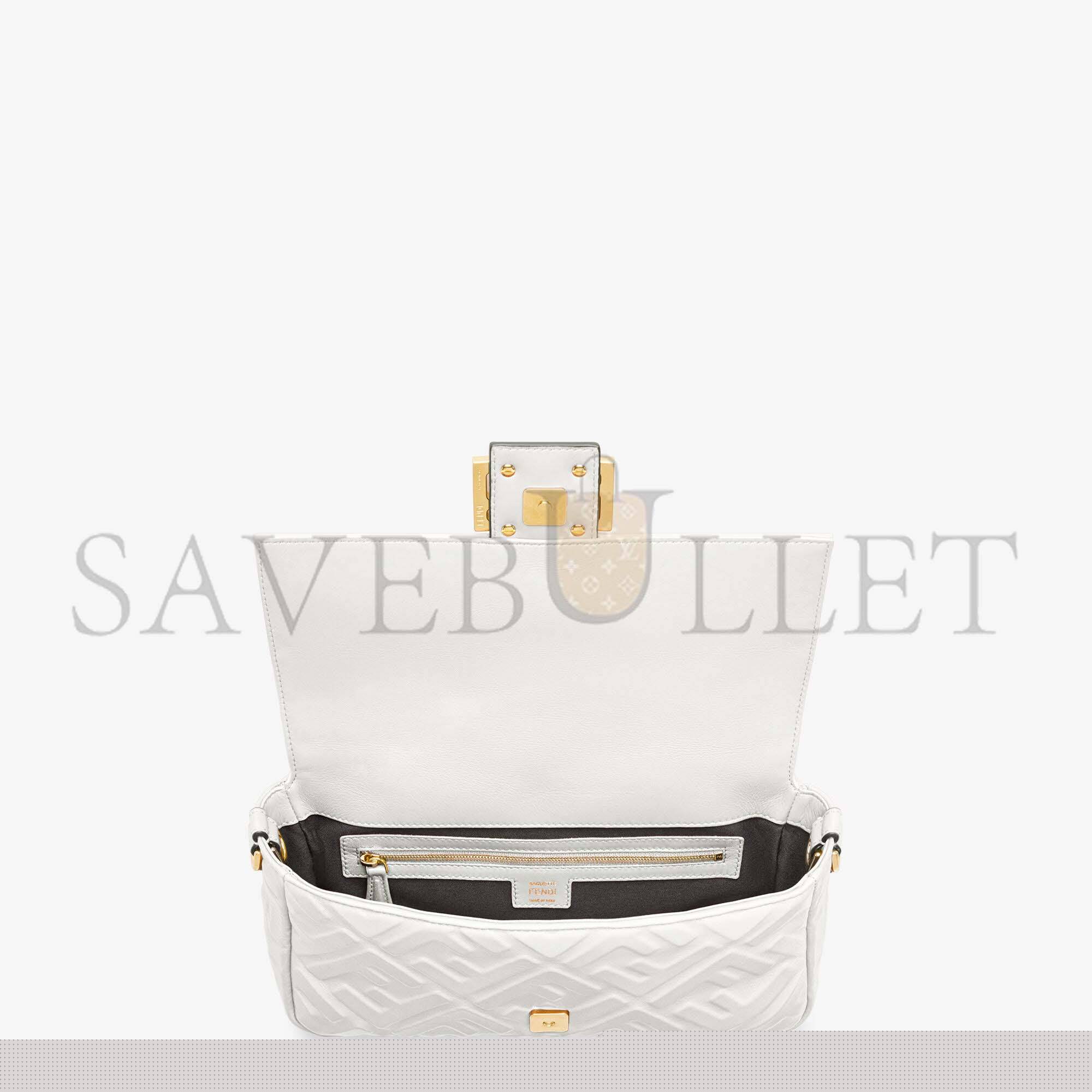 F**di baguette - white leather bag 8br600a72vf15ao (27*15*6cm)