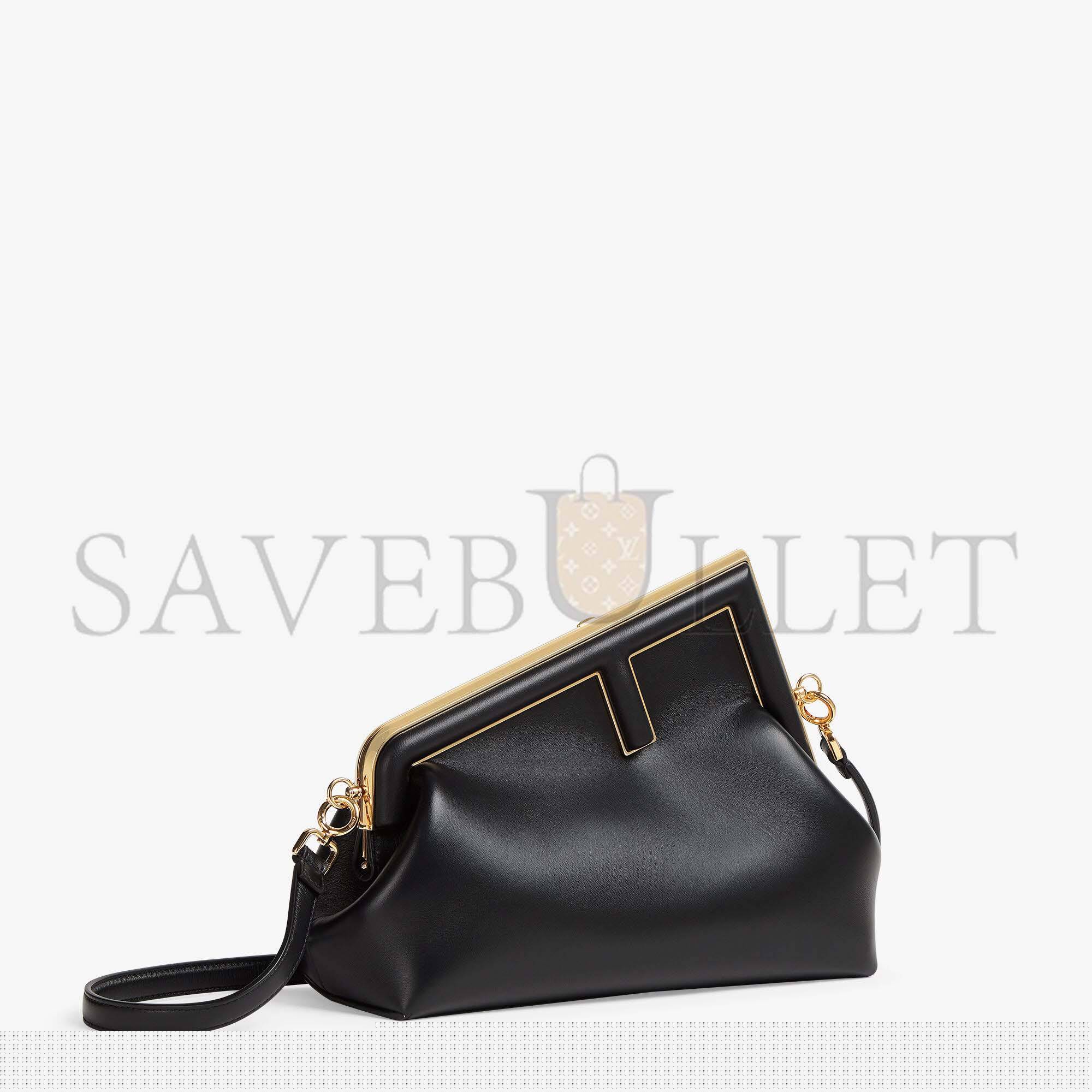 F**di first midi - black leather bag 8bp137abvef0kur (30*20*14cm)