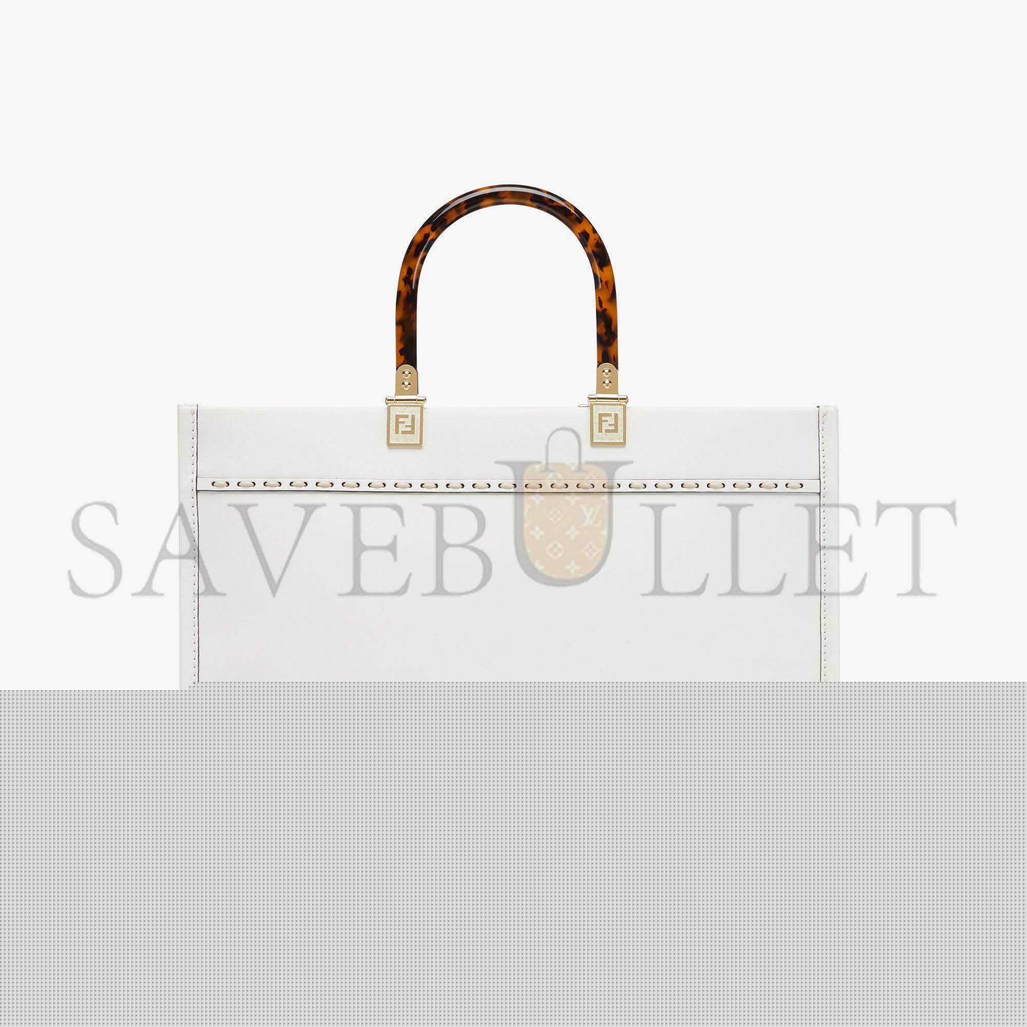 F**di sunshine medium - white leather and elaphe shopper 8bh386ahn5f1ju5 (35*31*17cm)