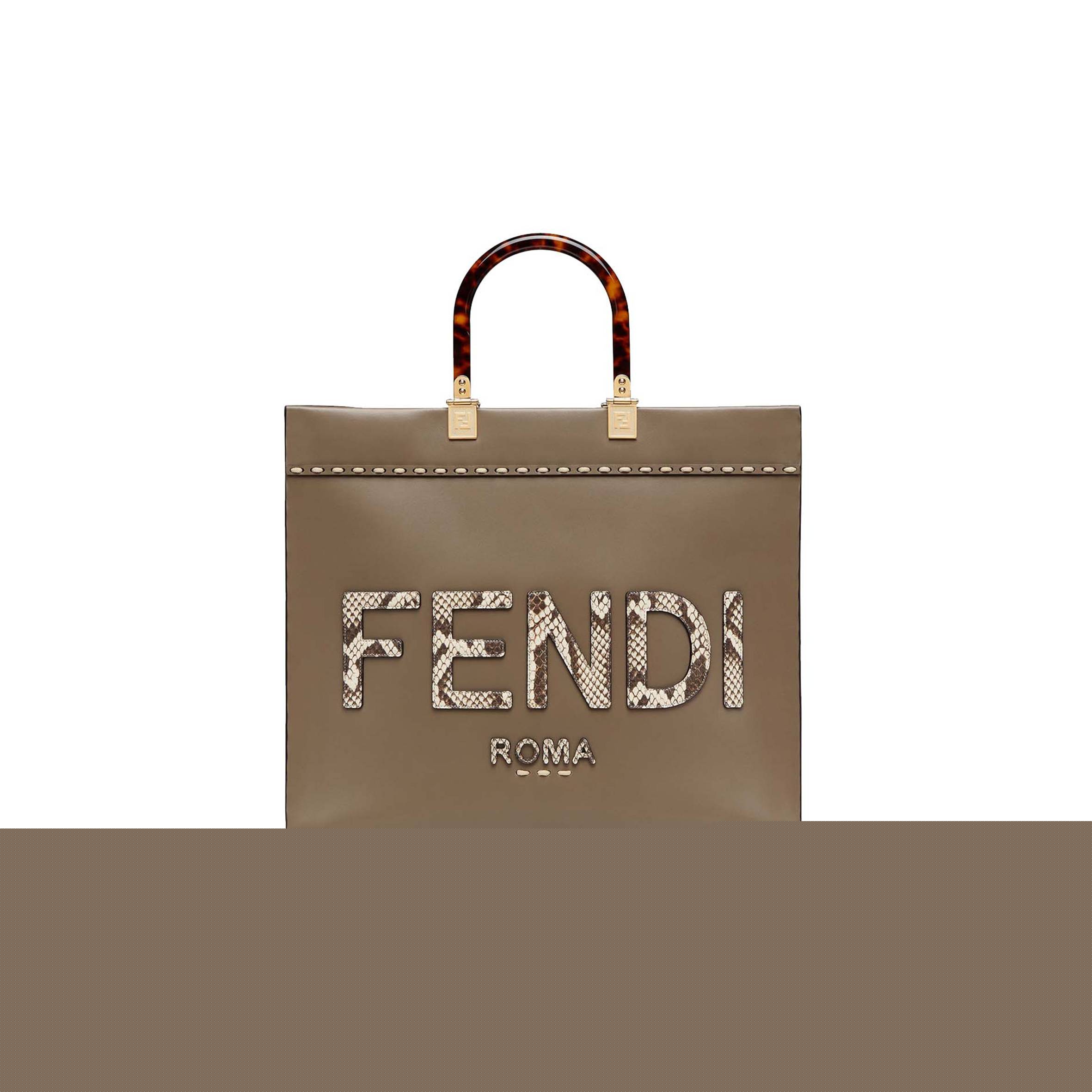 F**di sunshine medium - gray leather and elaphe shopper 8bh386ahn5f1fen (35*31*17cm)
