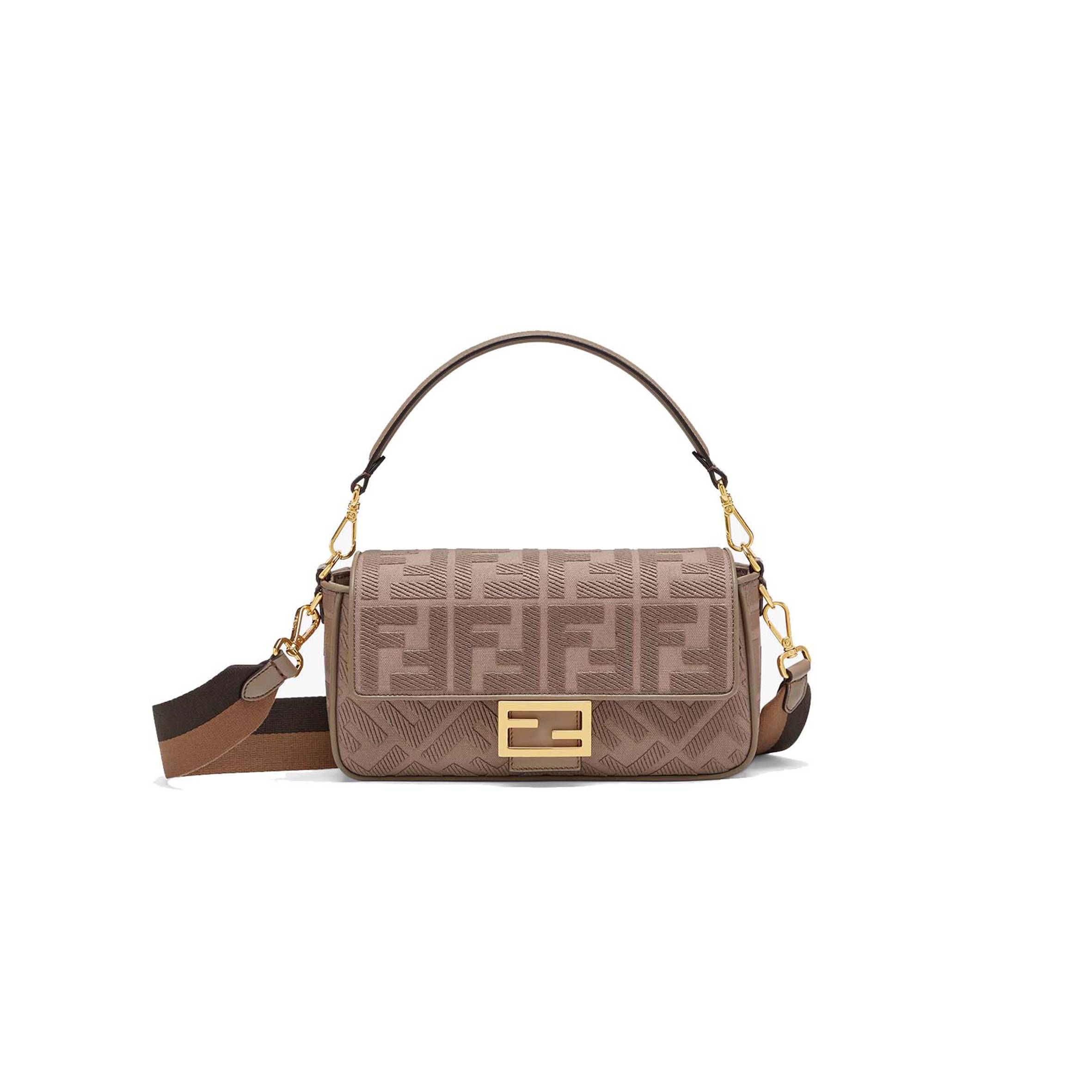 F**di baguette - gray ff canvas bag 8br600ac9of1f7m (27*15*6cm)