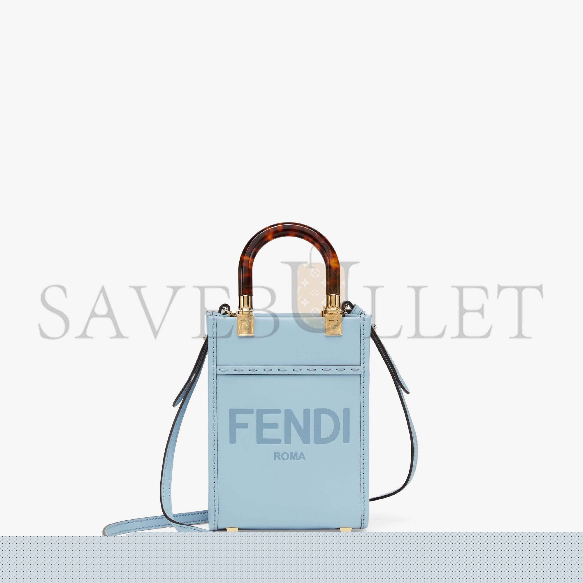 F**di mini sunshine shopper - light blue leather mini bag 8bs051abvlf1993 (18*13*6.5cm)
