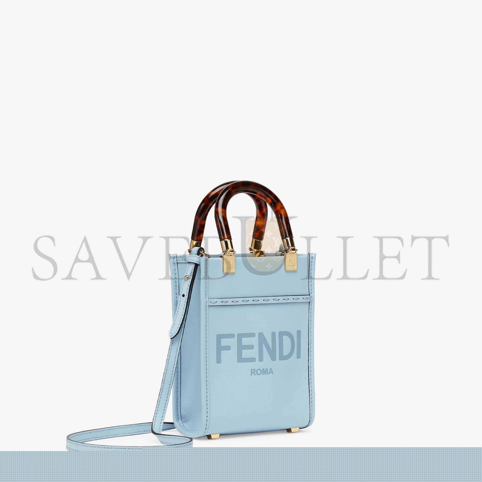 F**di mini sunshine shopper - light blue leather mini bag 8bs051abvlf1993 (18*13*6.5cm)