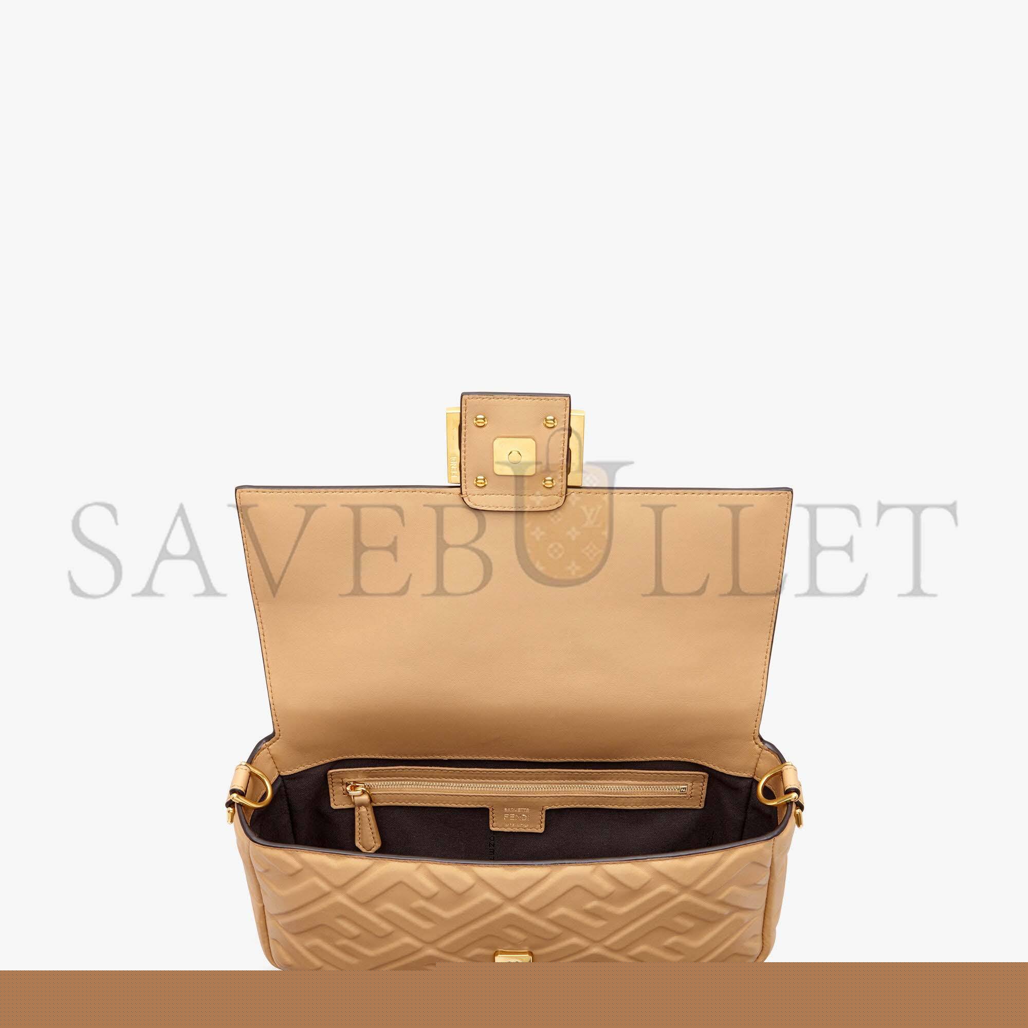 F**di baguette - beige leather bag 8br600a72vf1bz2 (27*15*6cm)