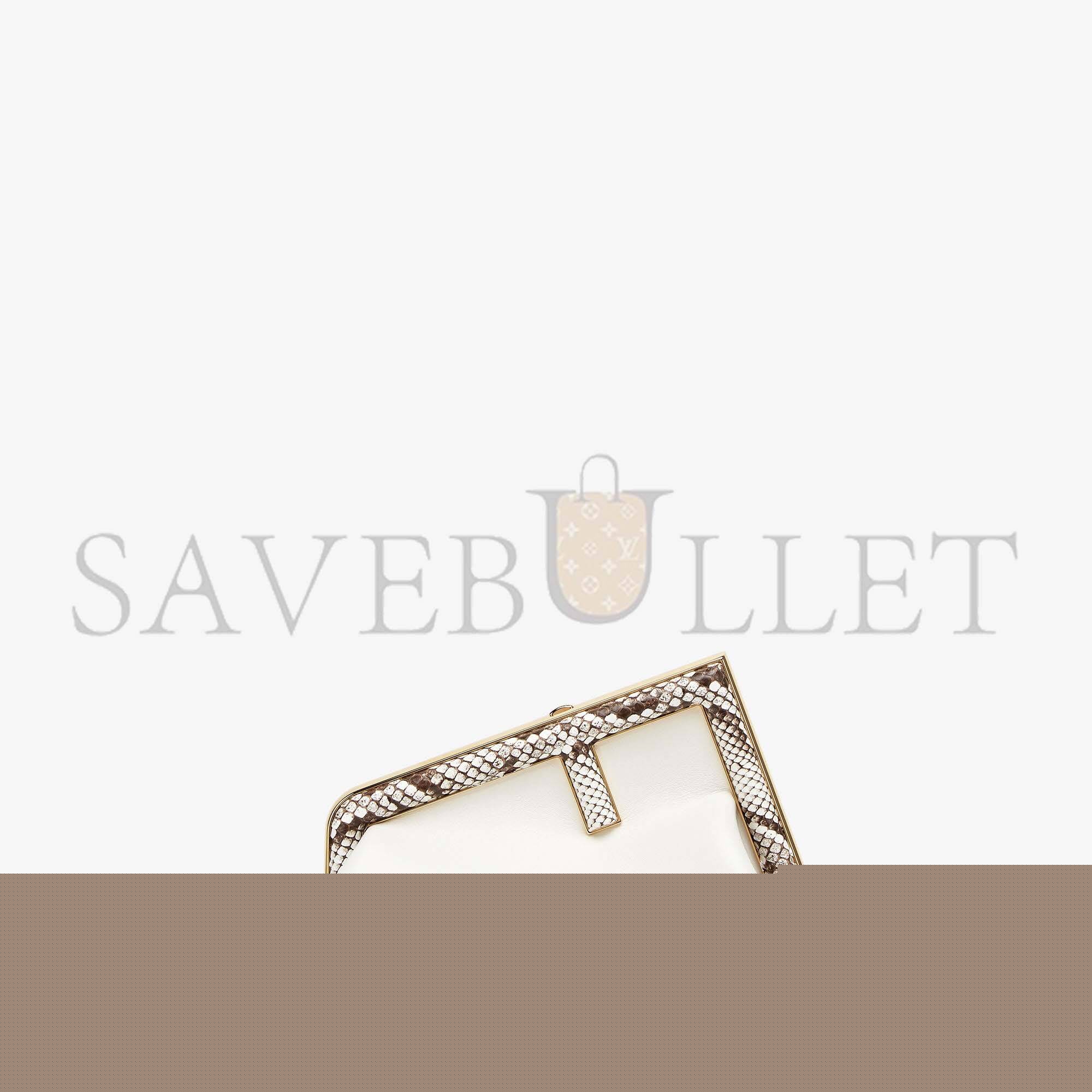 F**di first small - white leather bag with exotic details 8bp129agwrf1gen (26*18*9.5cm)