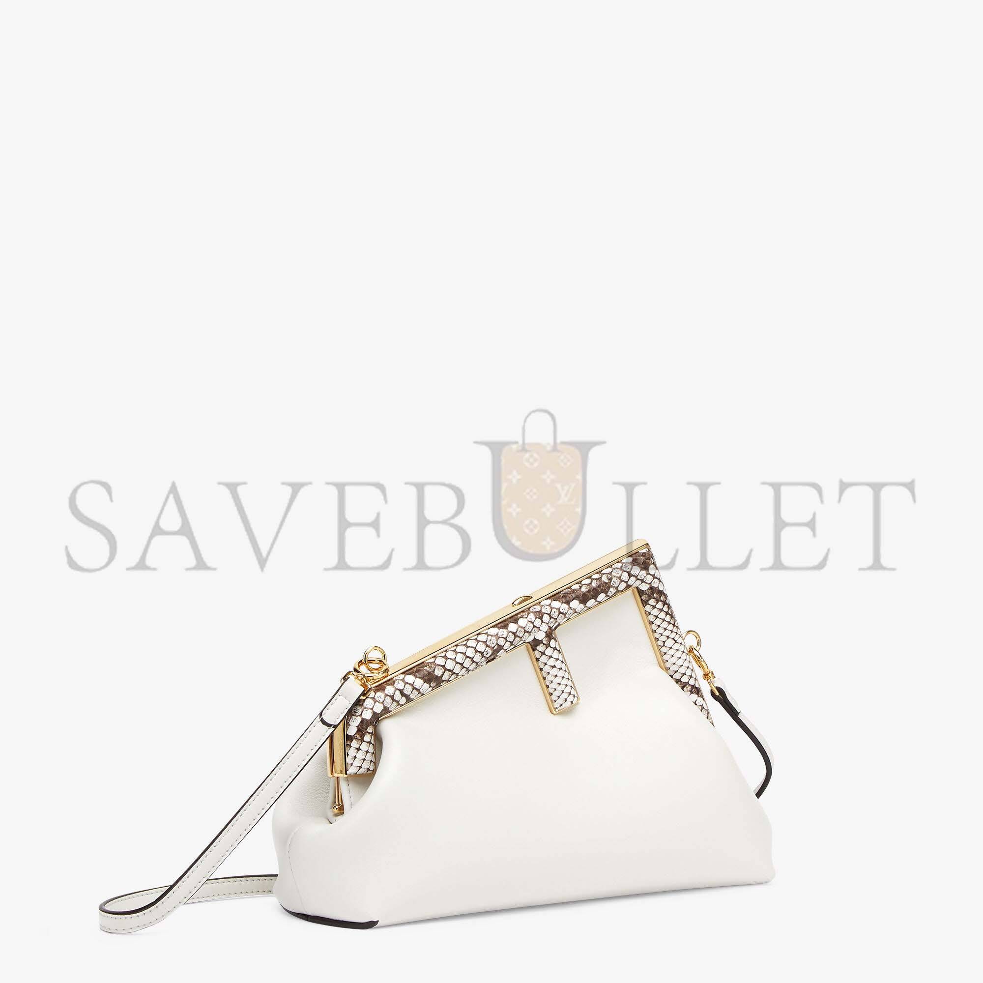 F**di first small - white leather bag with exotic details 8bp129agwrf1gen (26*18*9.5cm)