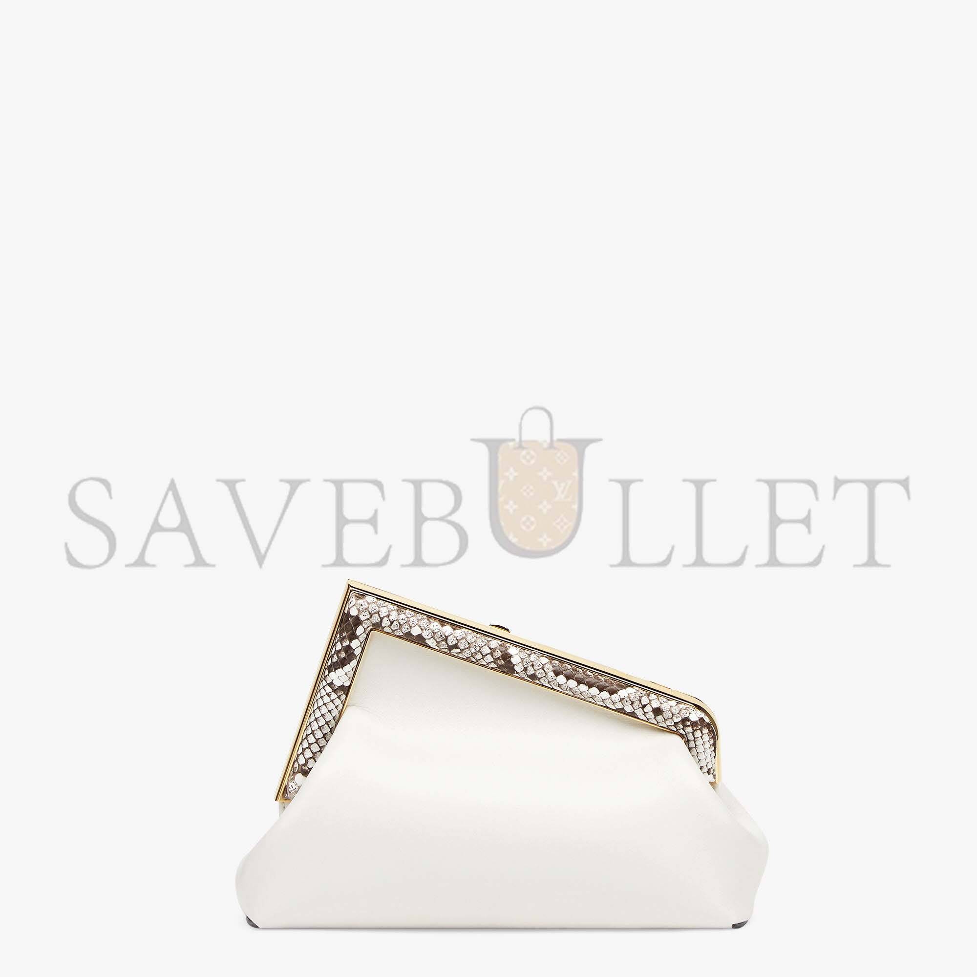 F**di first small - white leather bag with exotic details 8bp129agwrf1gen (26*18*9.5cm)