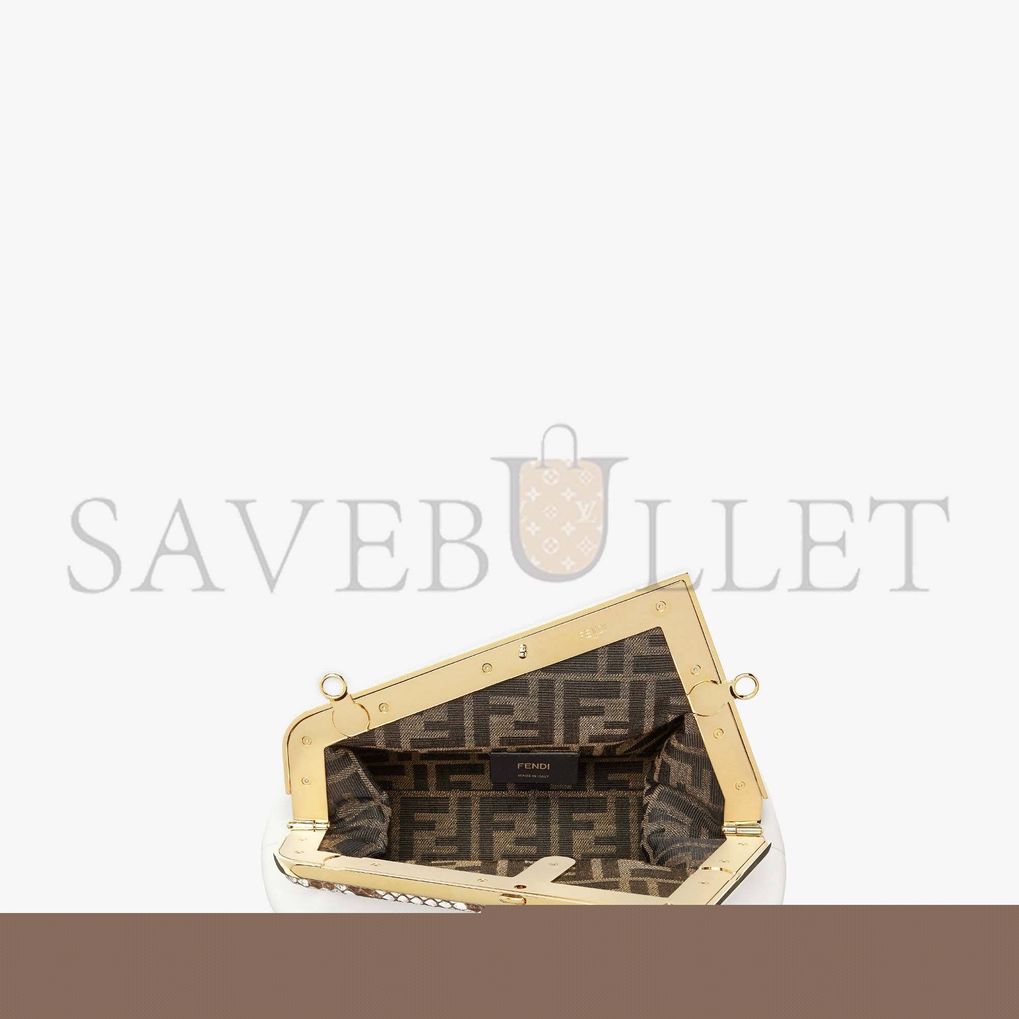 F**di first small - white leather bag with exotic details 8bp129agwrf1gen (26*18*9.5cm)