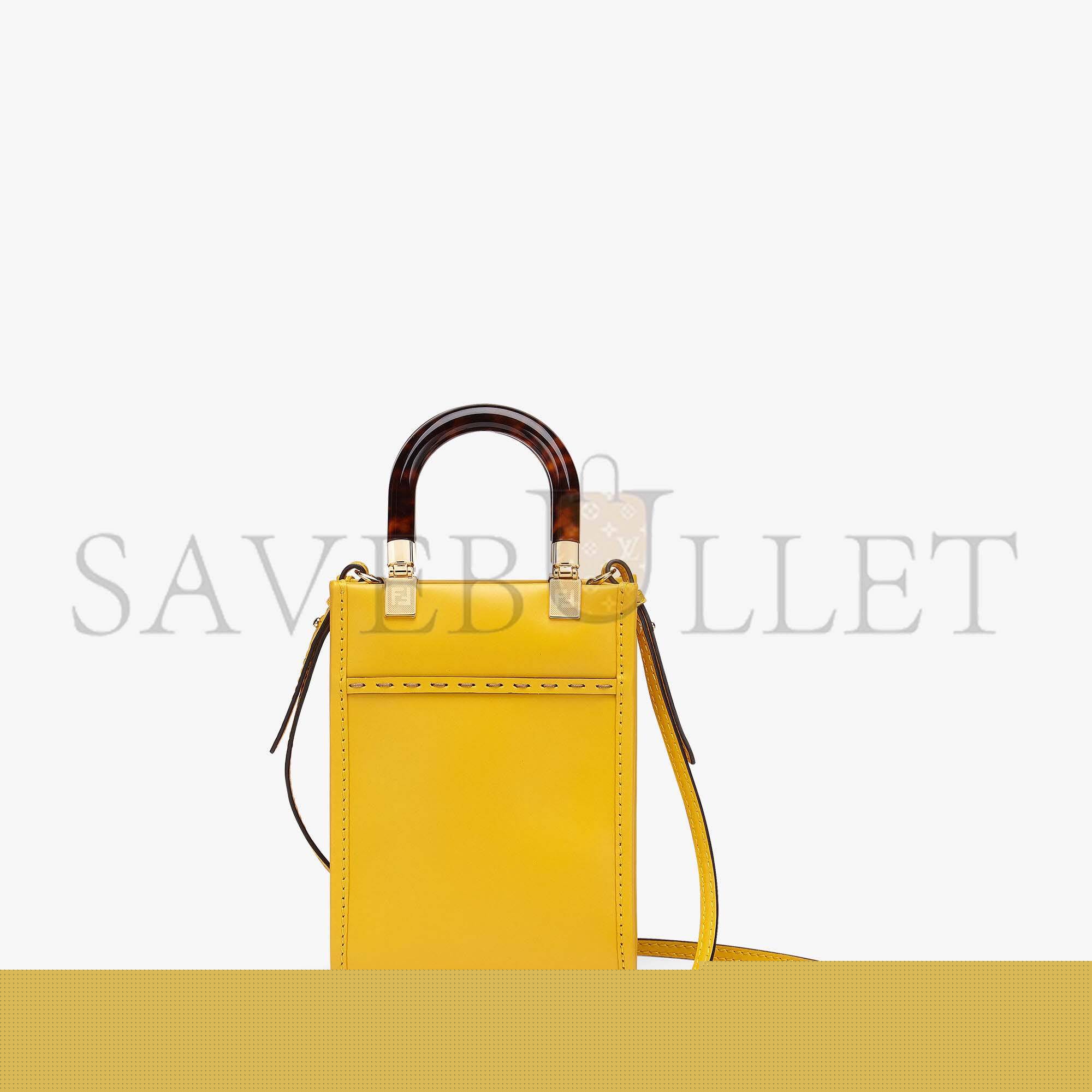 F**di mini sunshine shopper - yellow leather mini-bag 8bs051abvlf192e (18*13*6.5cm)