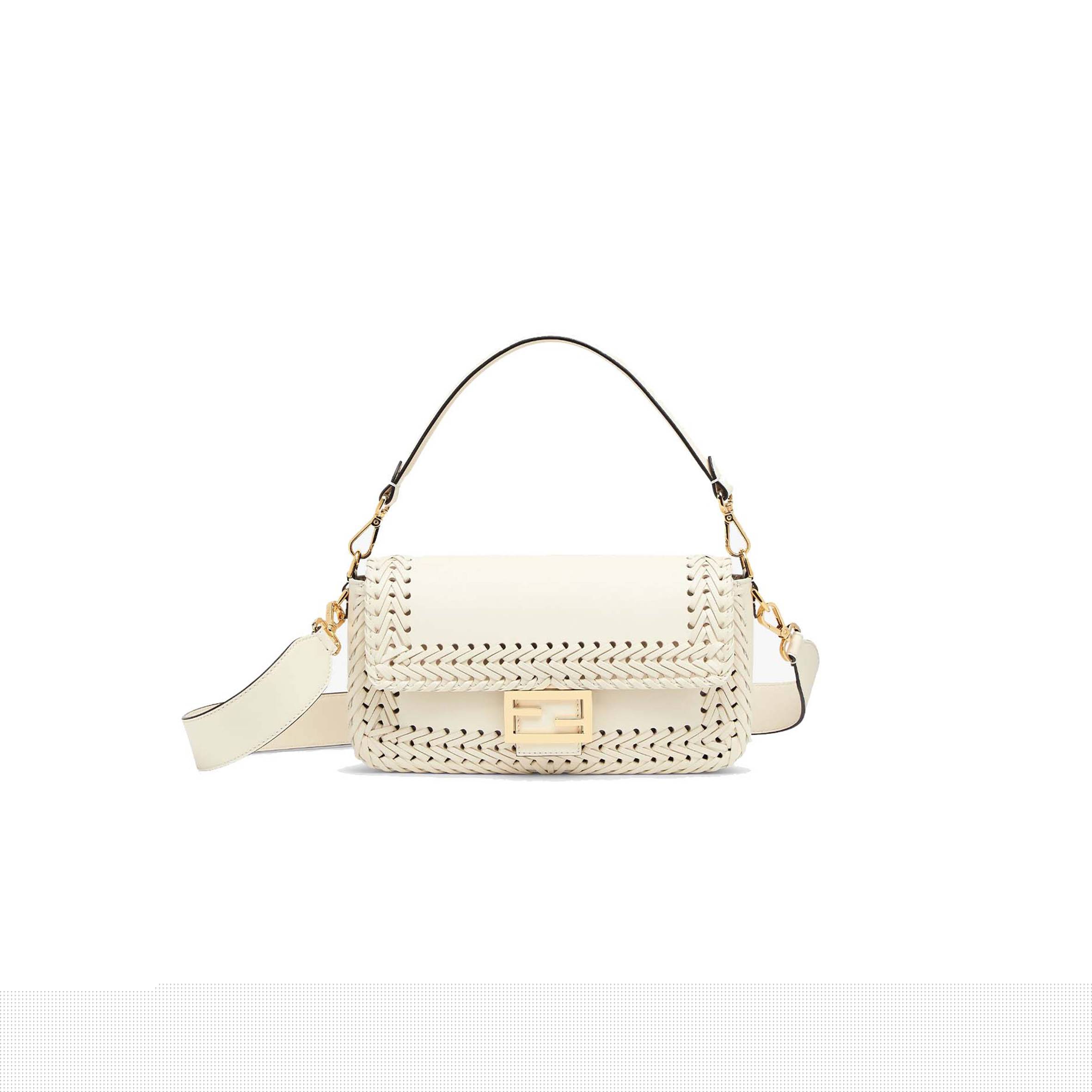 F**di baguette - white leather bag 8br600ahwdf0k7e (27*15*6cm)