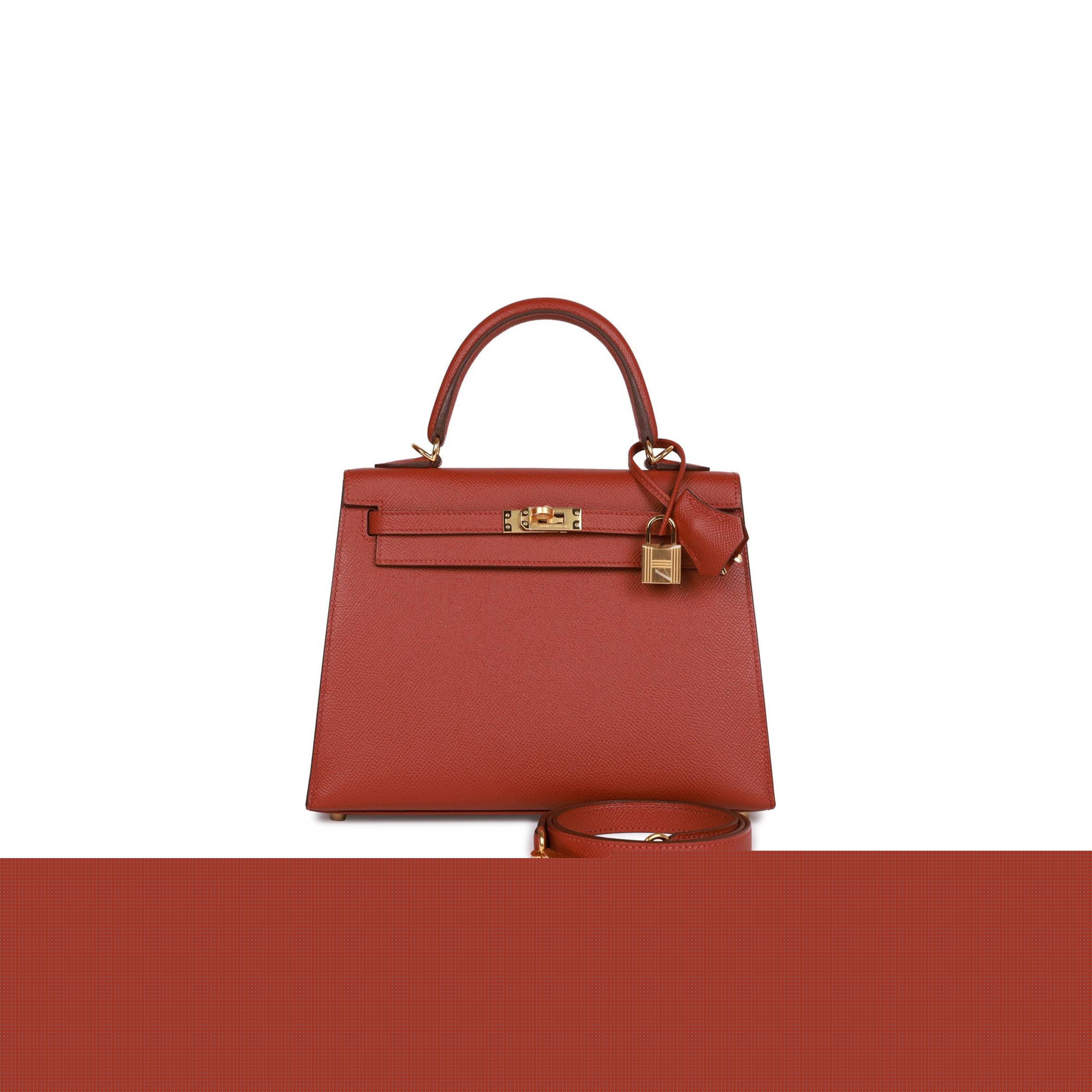 H**mes kelly sellier 25 rouge venetian epsom gold hardware   (25*17*7cm)