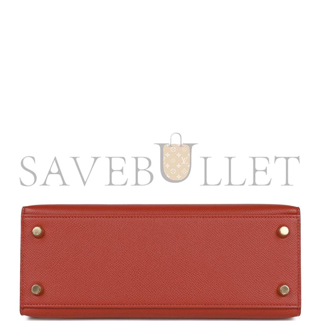 H**mes kelly sellier 25 rouge venetian epsom gold hardware   (25*17*7cm)