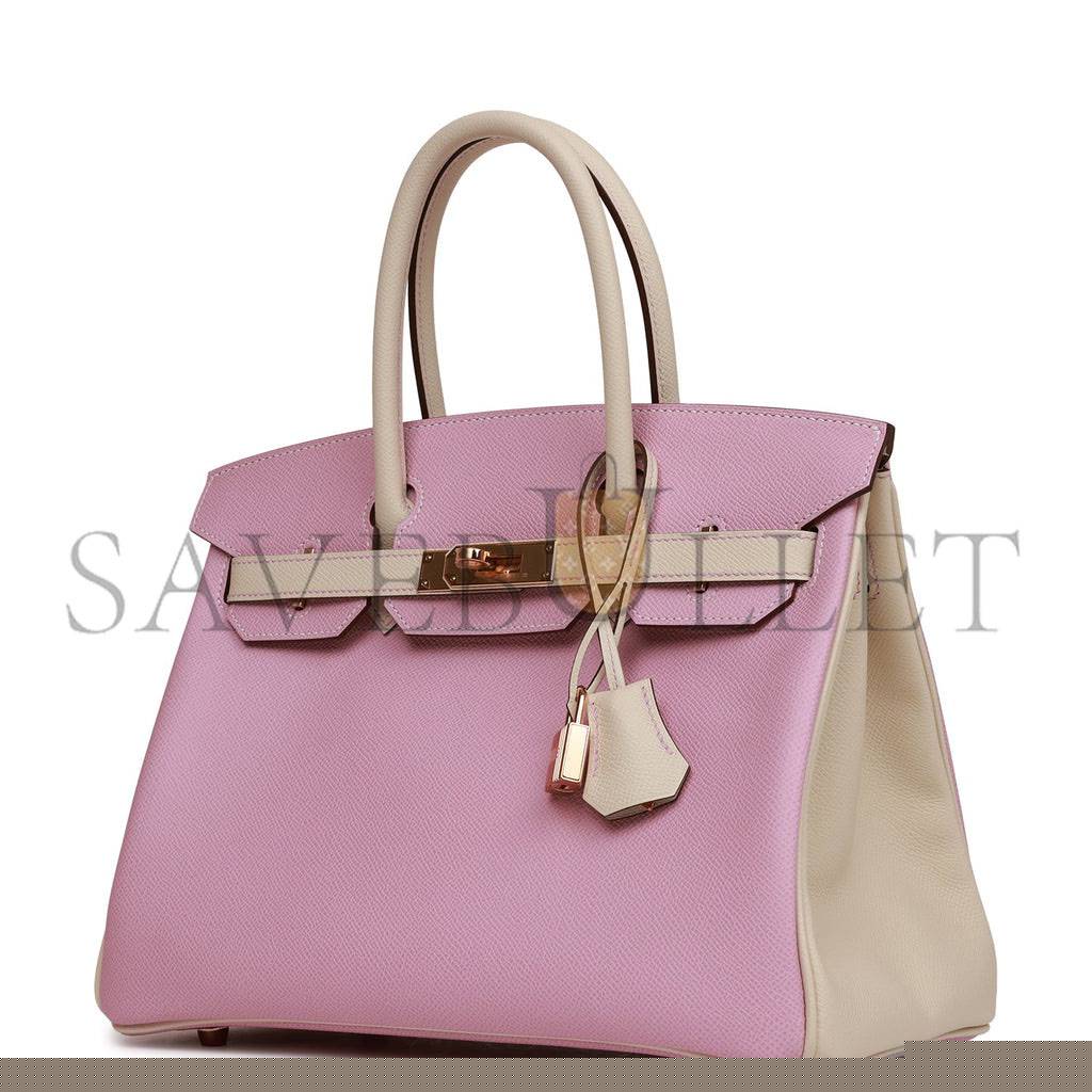 H**mes special order (hss) birkin 30 mauve sylvestre and craie epsom rose gold hardware ( 30cm*22*16cm)