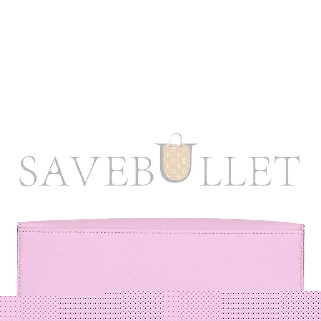 H**mes kelly pochette mauve sylvestre swift rose gold hardware  (22*12*13cm)