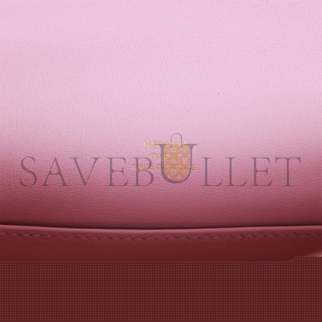 H**mes kelly pochette mauve sylvestre swift rose gold hardware  (22*12*13cm)