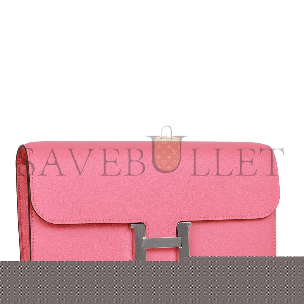H**mes constance wallet to go rose azalee evercolor palladium hardware (20.3*11.4*3.8cm)