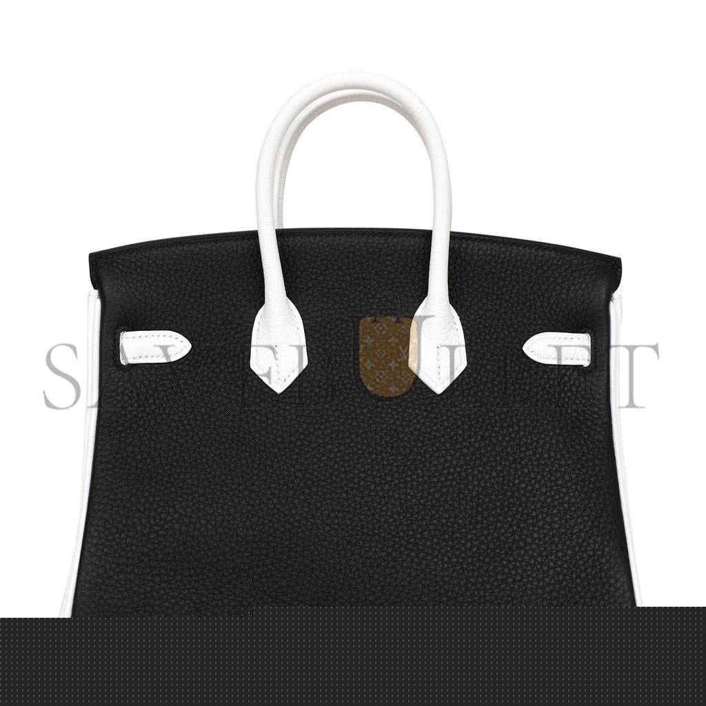 H**mes special order (hss) birkin 25 black and white clemence gold hardware (25cm)
