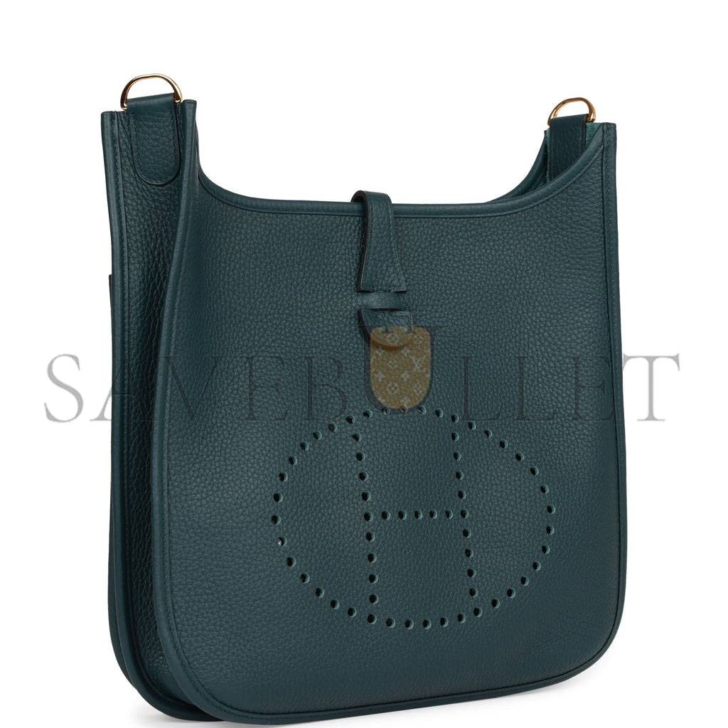 H**mes evelyne iii pm vert cypress clemence gold hardware  (29*30*7cm)