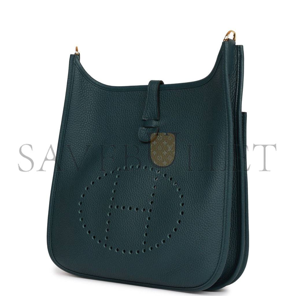 H**mes evelyne iii pm vert cypress clemence gold hardware  (29*30*7cm)