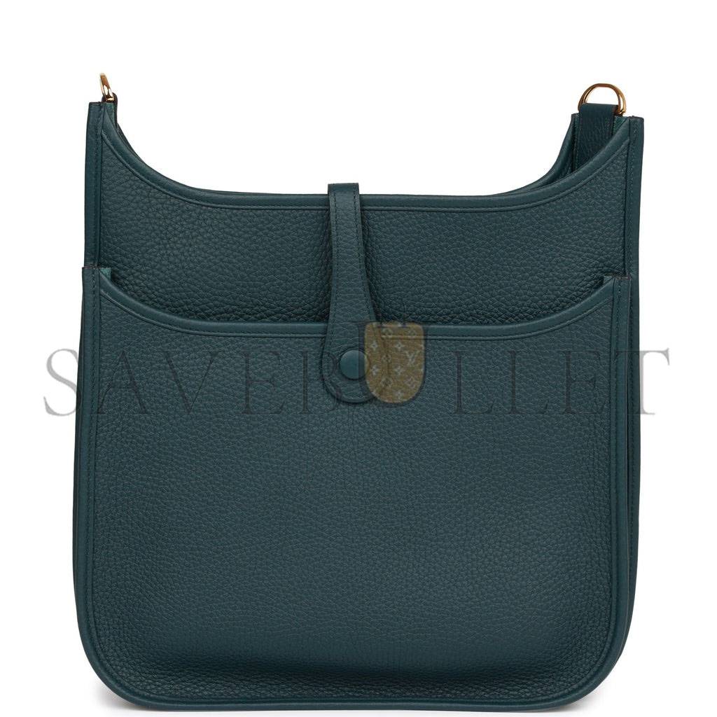 H**mes evelyne iii pm vert cypress clemence gold hardware  (29*30*7cm)