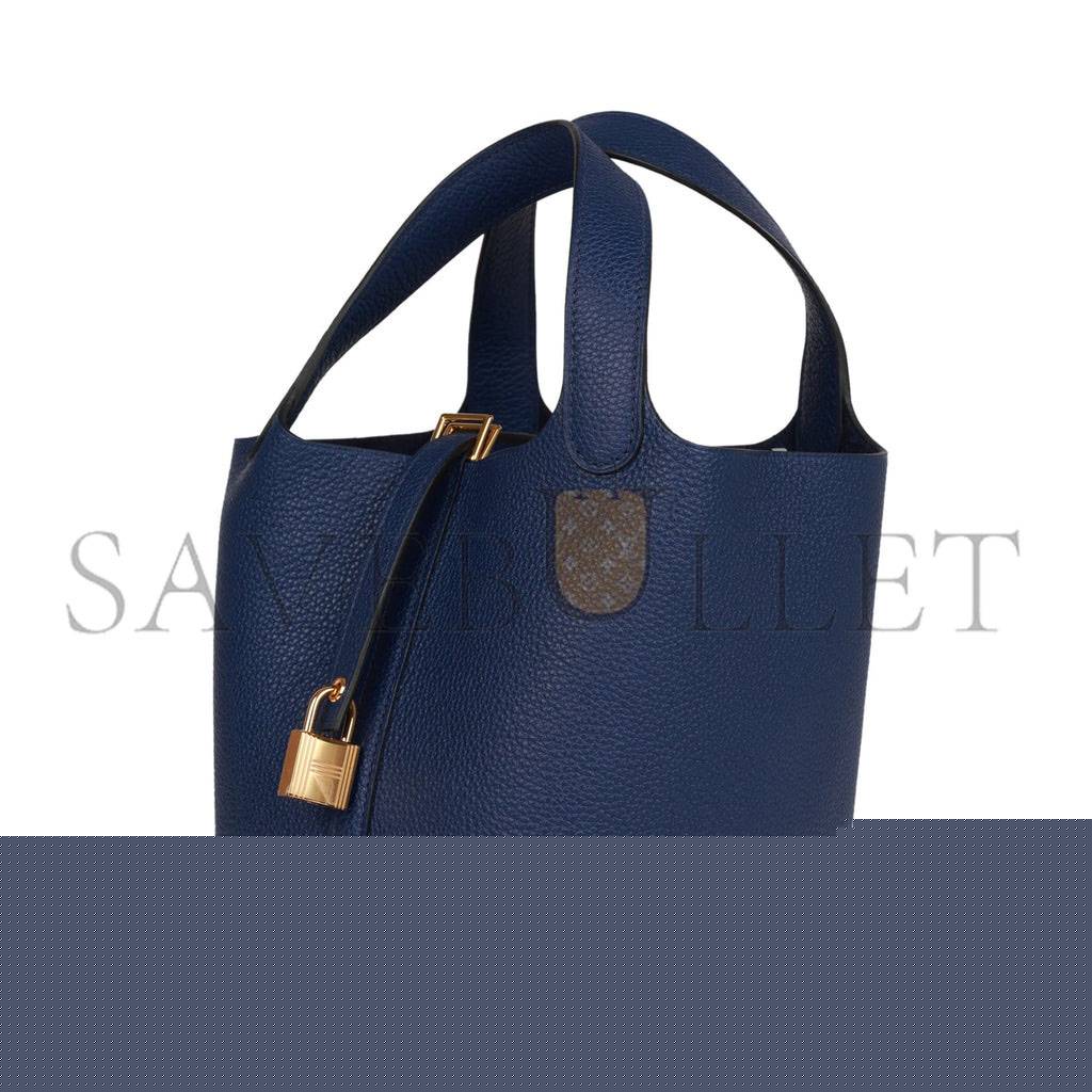 H**mes picotin lock 18 bleu saphir maurice gold hardware (18*13*18cm)