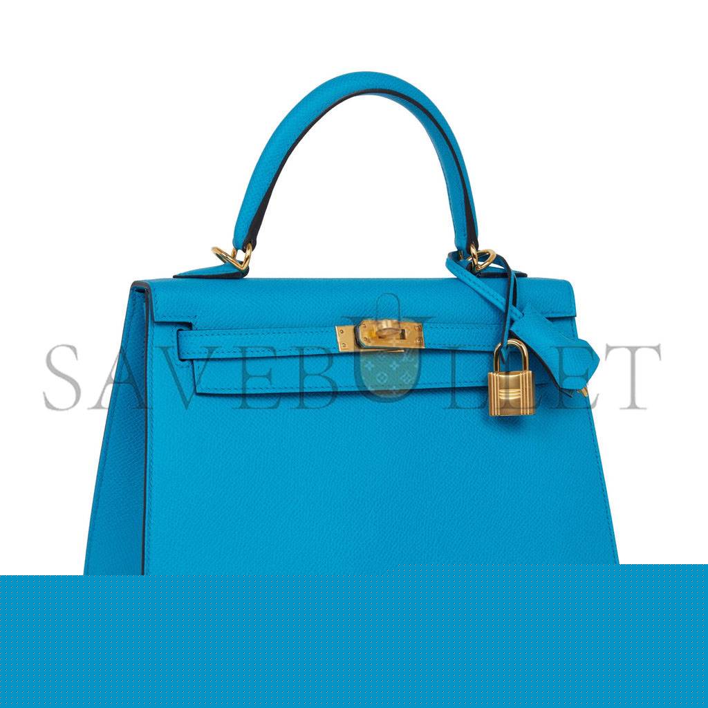 H**mes kelly sellier 25 bleu frida epsom gold hardware   (25*17*7cm)