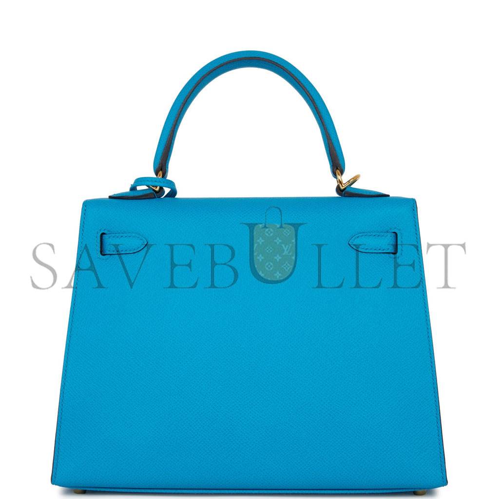 H**mes kelly sellier 25 bleu frida epsom gold hardware   (25*17*7cm)