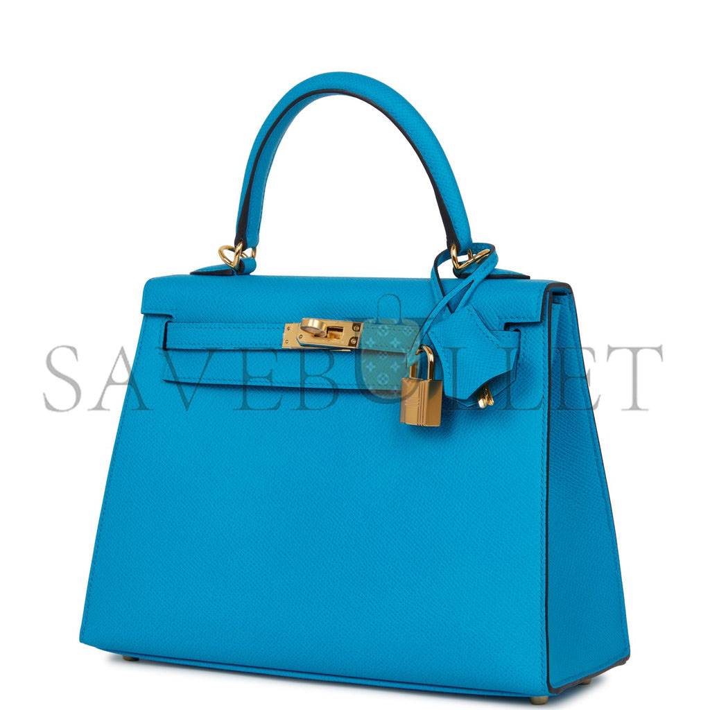 H**mes kelly sellier 25 bleu frida epsom gold hardware   (25*17*7cm)