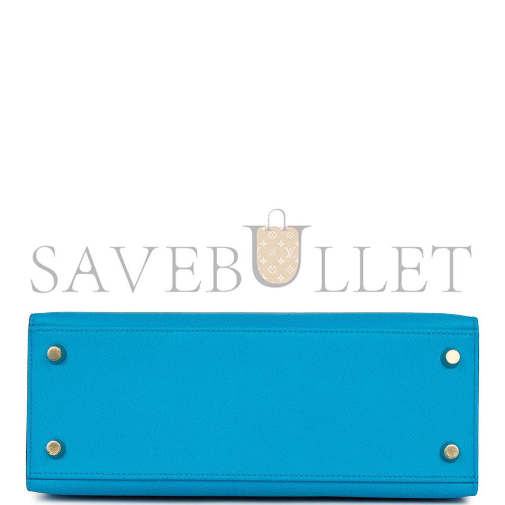 H**mes kelly sellier 25 bleu frida epsom gold hardware   (25*17*7cm)