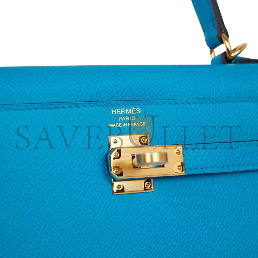 H**mes kelly sellier 25 bleu frida epsom gold hardware   (25*17*7cm)