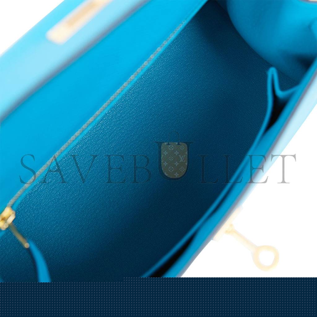 H**mes kelly sellier 25 bleu frida epsom gold hardware   (25*17*7cm)