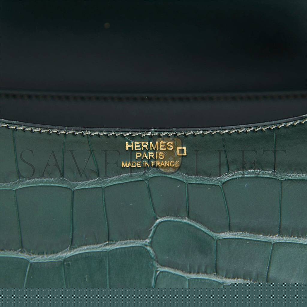 H**mes constance 24 vert fonce matte alligator gold hardware (24cm)