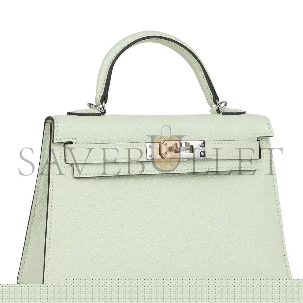 H**mes mini kelly sellier 20 vert fizz chevre palladium hardware (19*12*5.5cm)