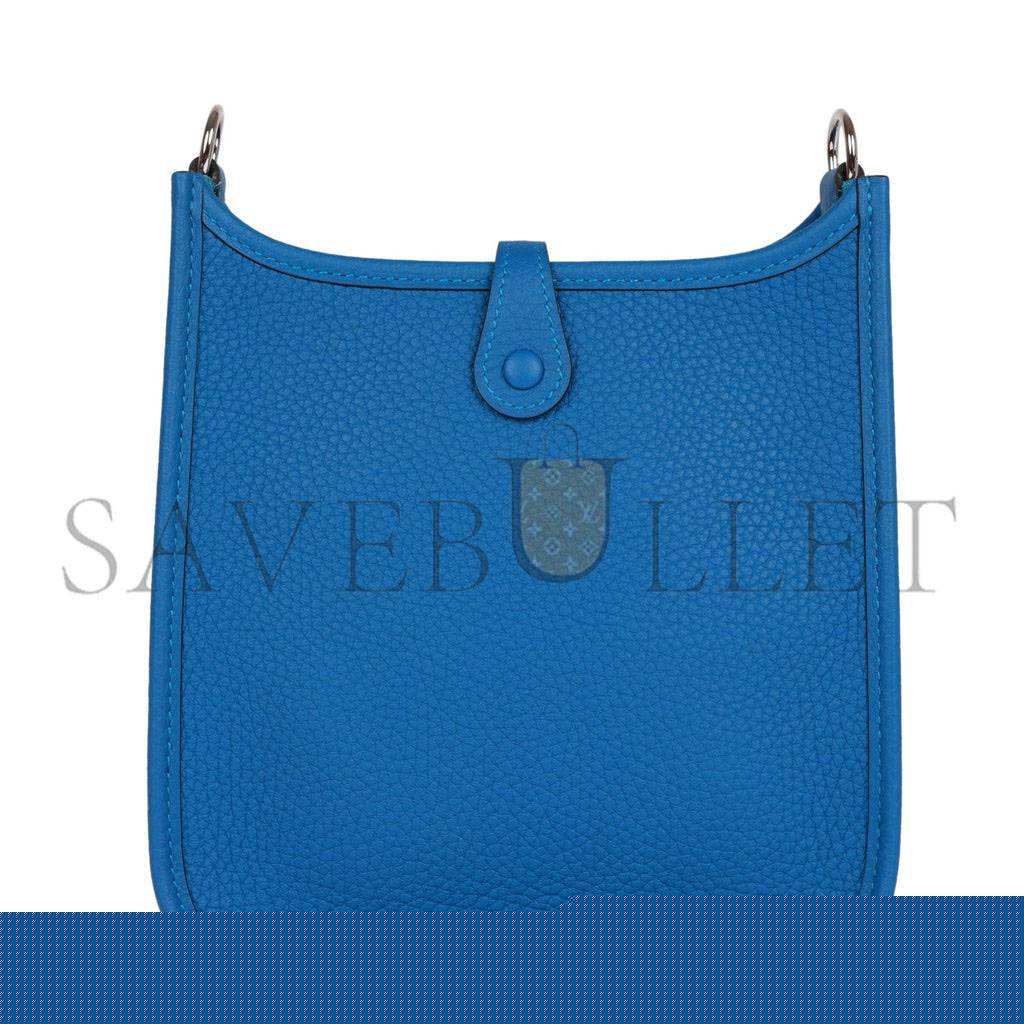 H**mes evelyne tpm bleu mykonos clemence palladium hardware (17cm)