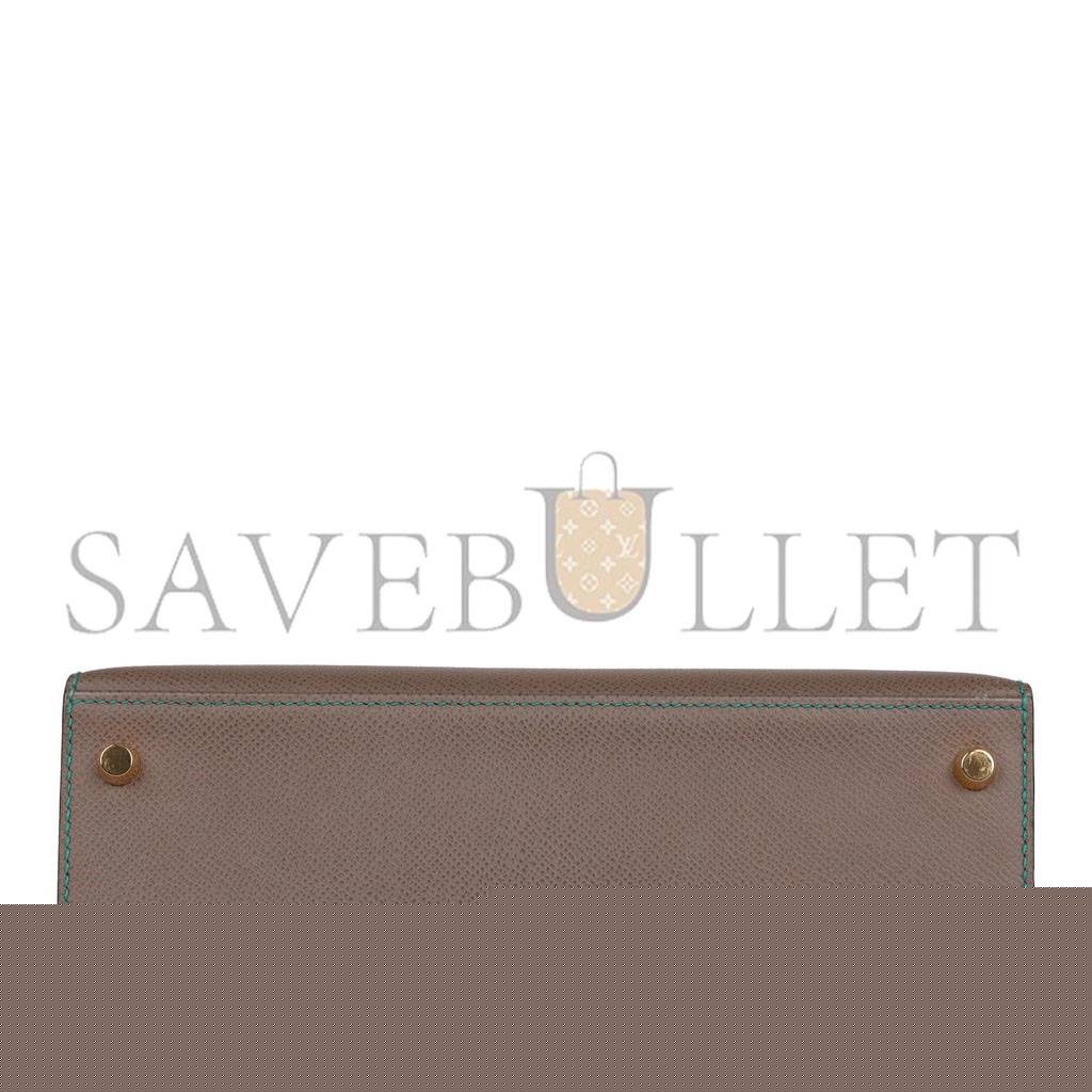 H**mes special order (hss) kelly sellier 25 etain and bleu paon epsom gold hardware handmade(25*17*7cm)