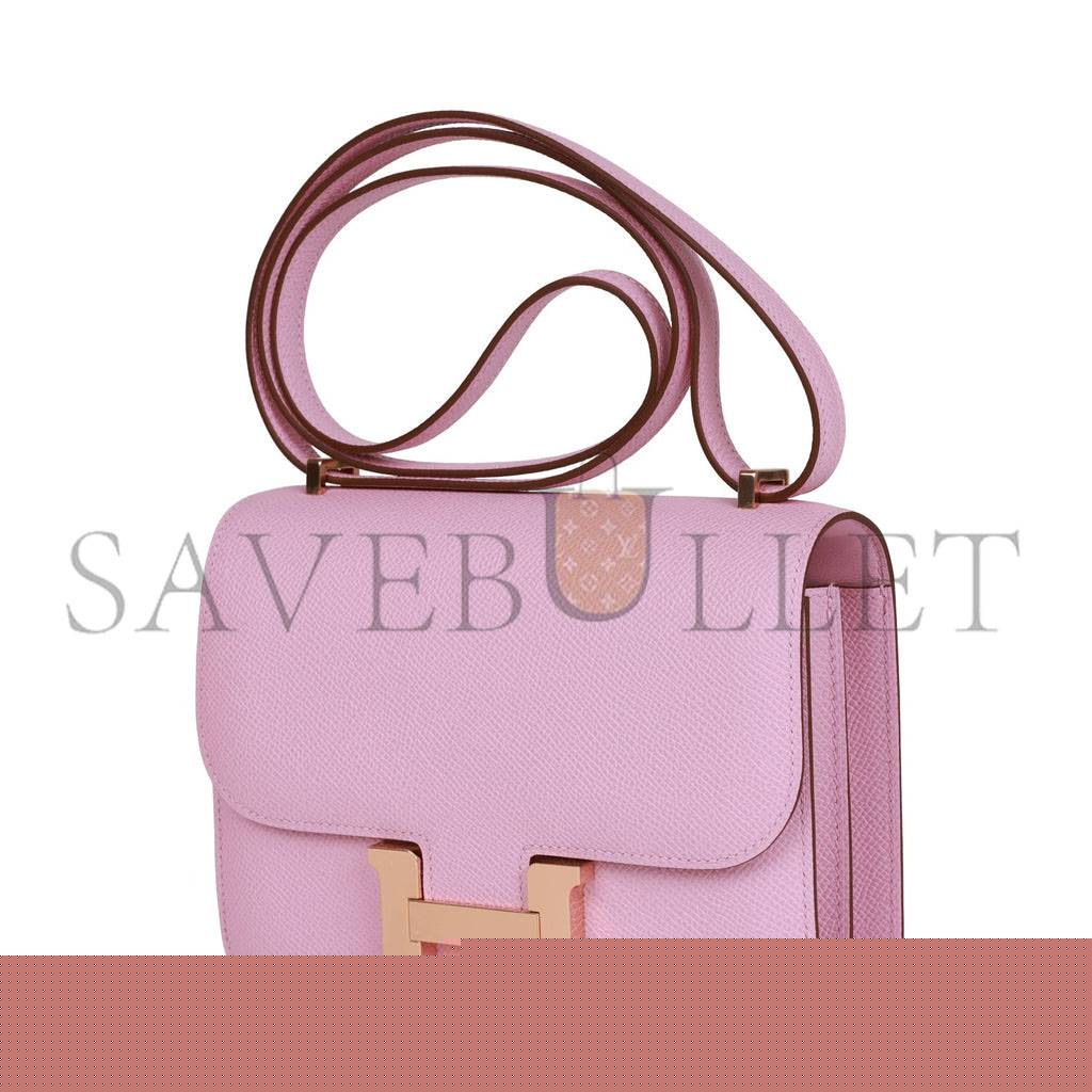 H**mes constance 18 mauve sylvestre epsom rose gold hardware (18cm)