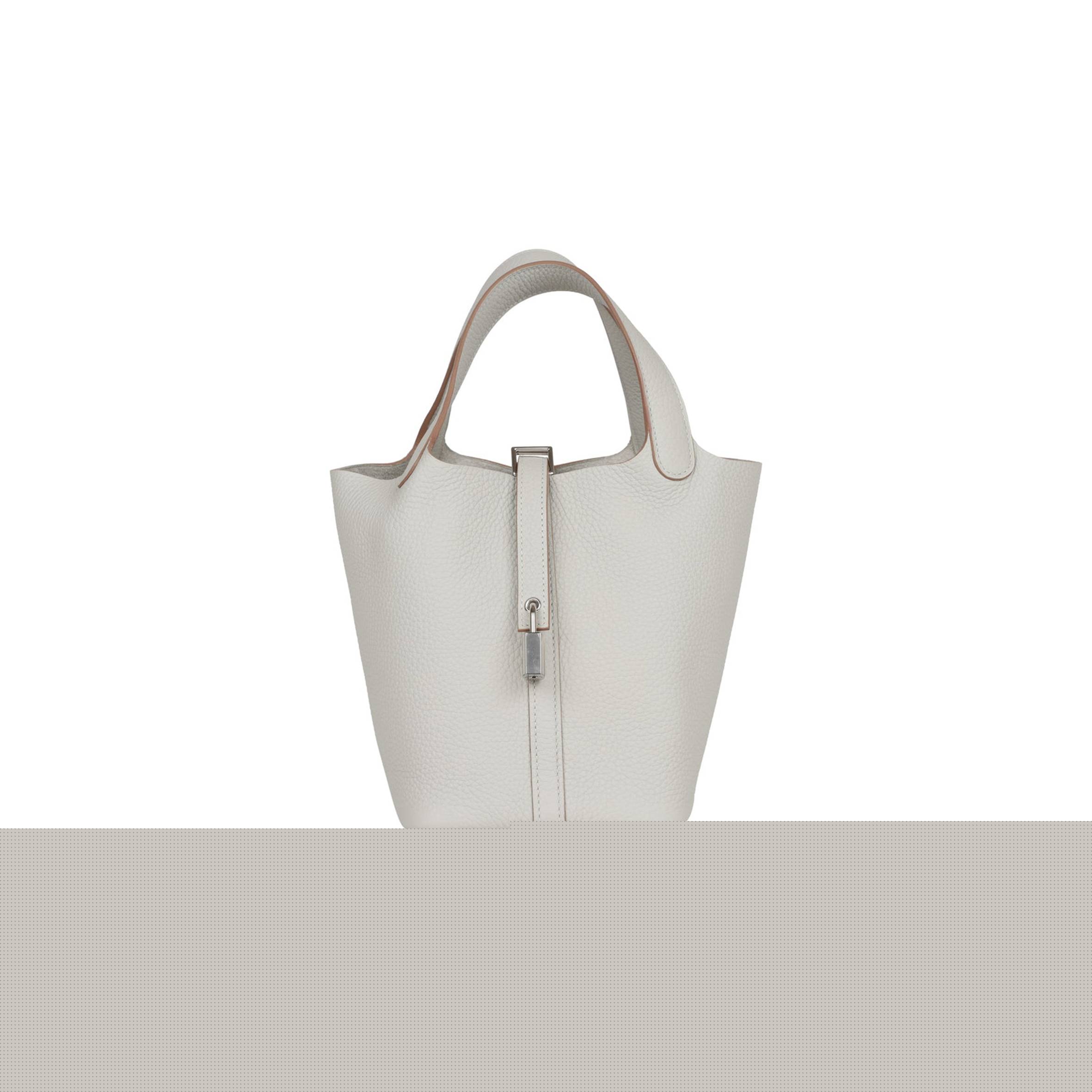 H**mes picotin lock 18 gris perle clemence palladium hardware (18*13*18cm)